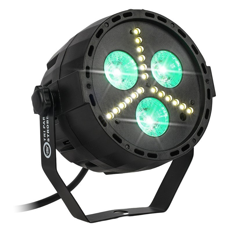 LIGHT4ME TRI PAR STROBE reflektor par stroboskop oświetlenie imprezowe efekt świetlny LED RGB+W