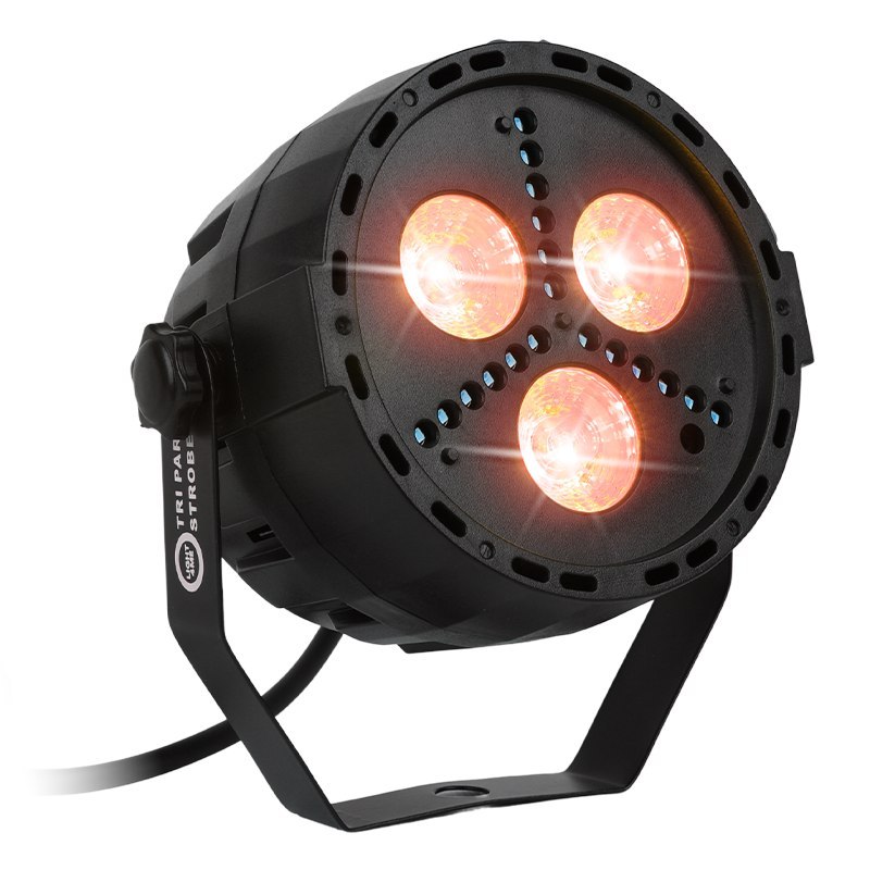 LIGHT4ME TRI PAR STROBE reflektor par stroboskop oświetlenie imprezowe efekt świetlny LED RGB+W
