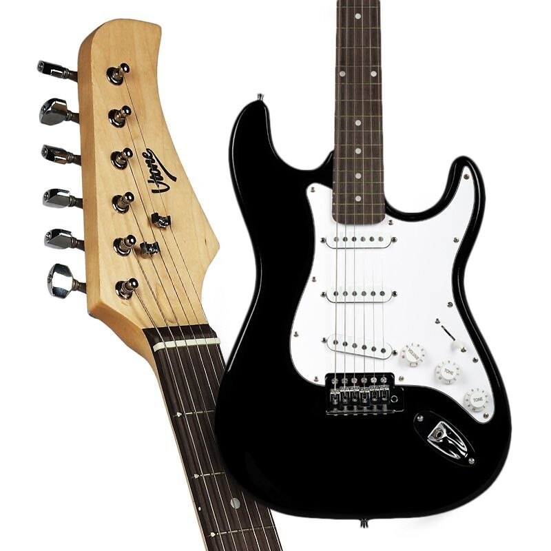 V-TONE ESST39 BK gitara elektryczna 4/4 stratocaster 39" SSS czarna + wzmacniacz gitarowy zestaw