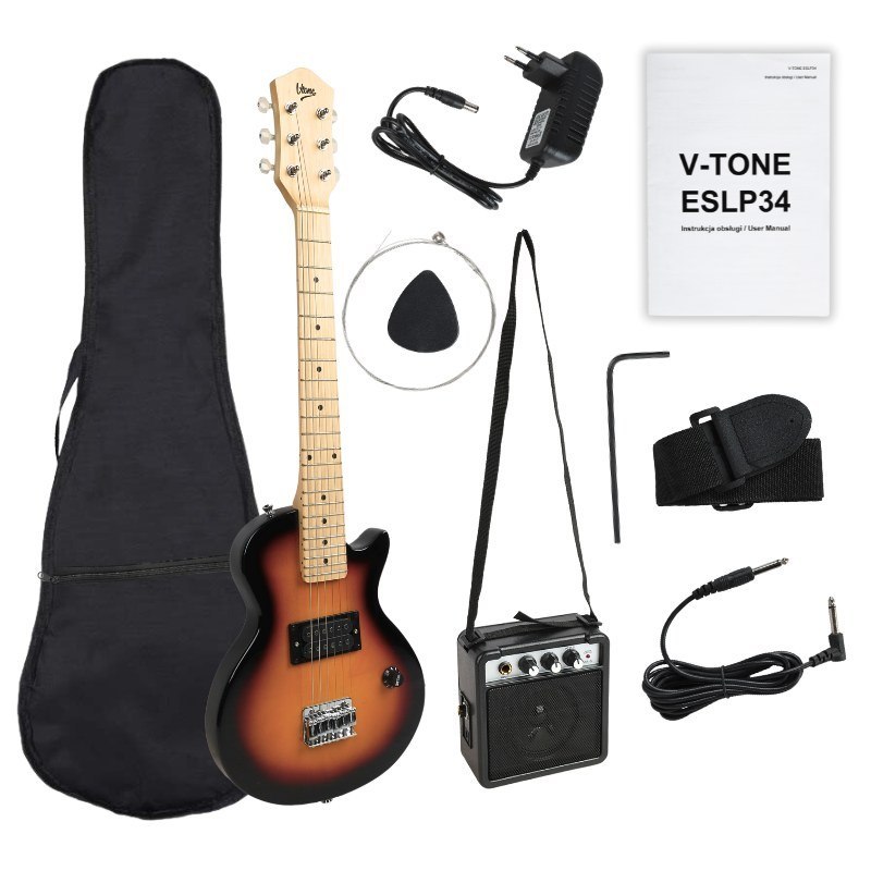 V-TONE ESLP34 SB gitara elektryczna 1/2 Les Paul 34" H sunburst + wzmacniacz gitarowy zestaw