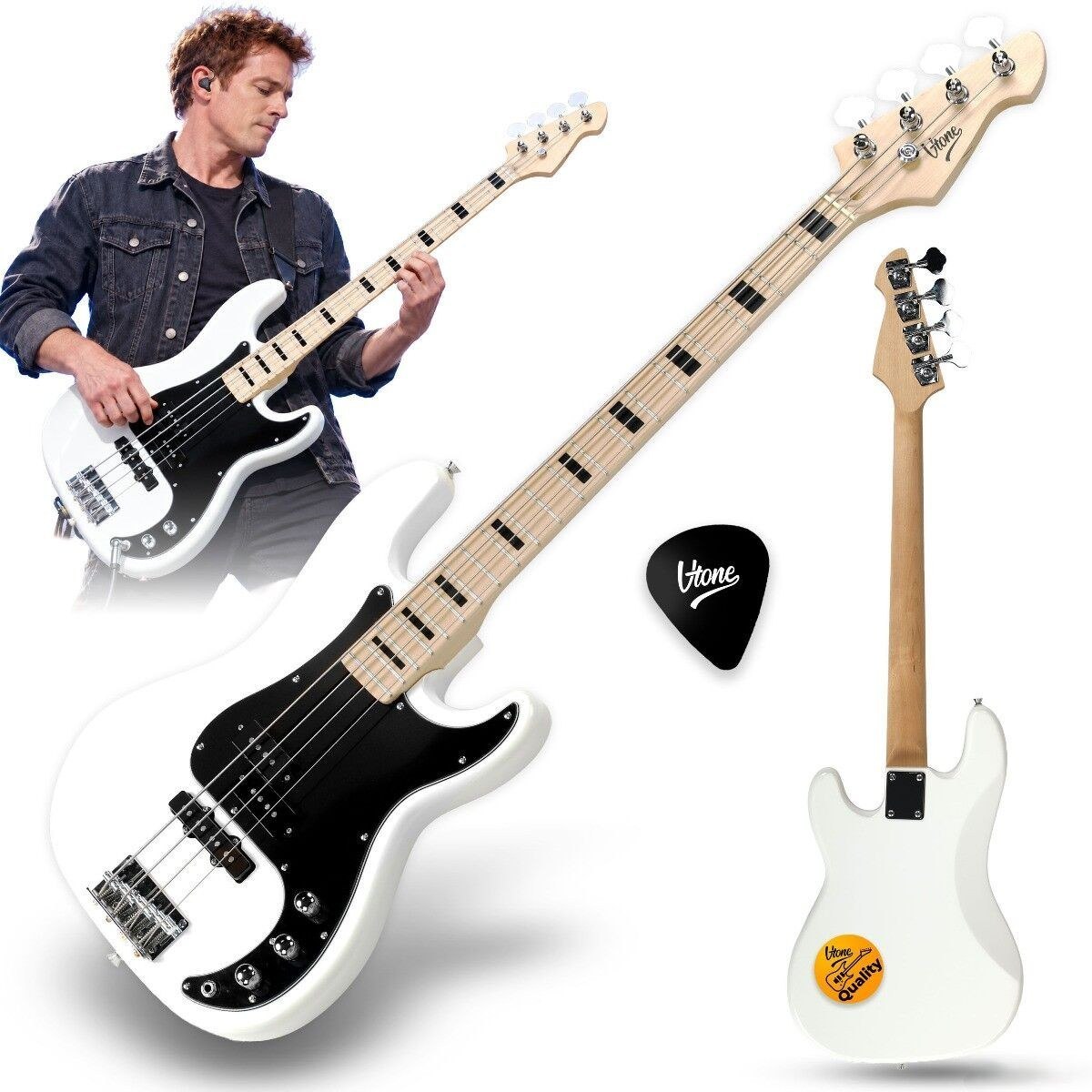 V-TONE PJB46 WH gitara basowa 4/4 biała Precision Jazz Bass 46" klucze imbusowe