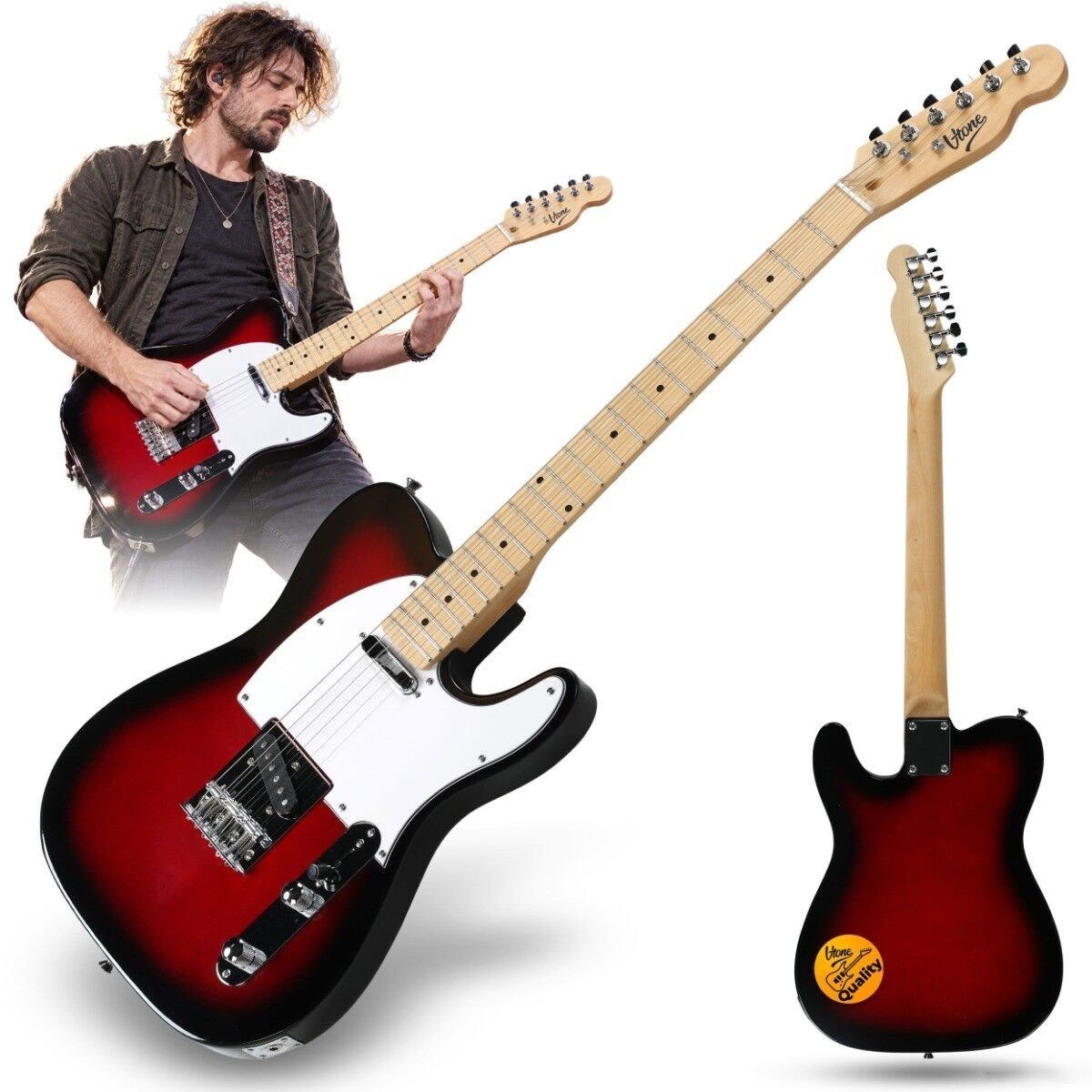 V-TONE ETL39 RB gitara elektryczna 4/4 telecaster 39" SS redburst klucze imbusowe