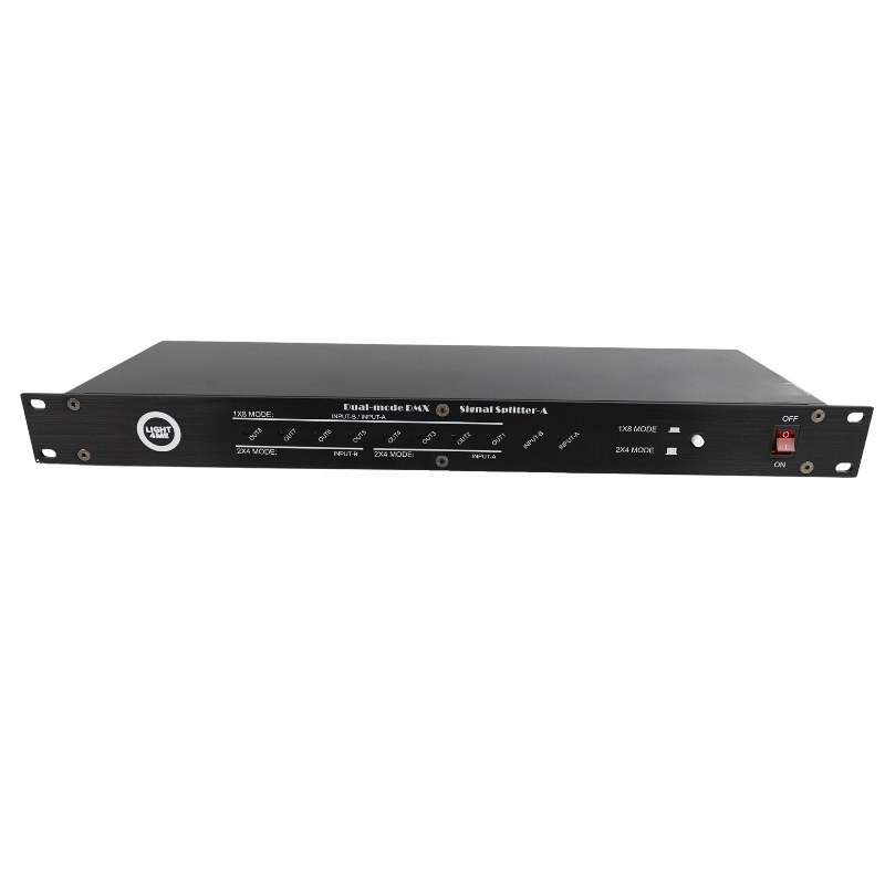 LIGHT4ME XSPLIT 2x4 rozdzielacz sygnału DMX splitter 8-kanałowy rack 19" 1U dwa tryby pracy
