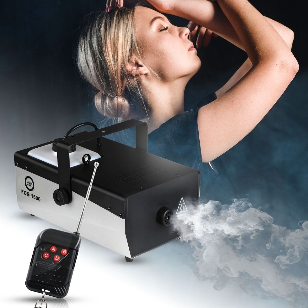 LIGHT4ME FOG 1500 V2 wytwornica dymu mgły pilot bezprzewodowy kontroler przewodowy 1500W