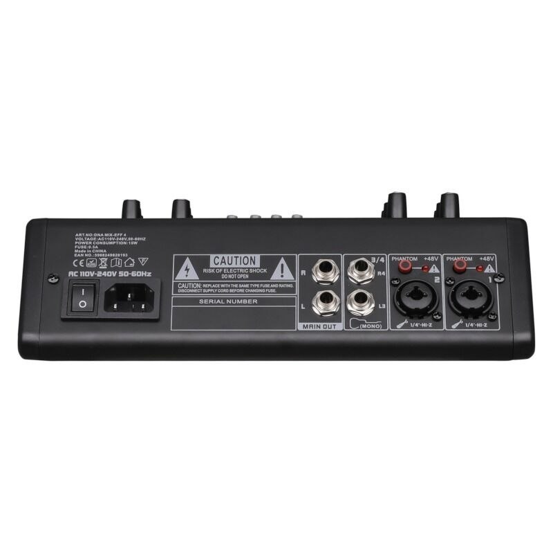 DNA MIX-EFF 4 analogowy mikser dźwięku 4 kanały USB MP3 Bluetooth Phantom +48V DSP EQ efekty dźwiękowe
