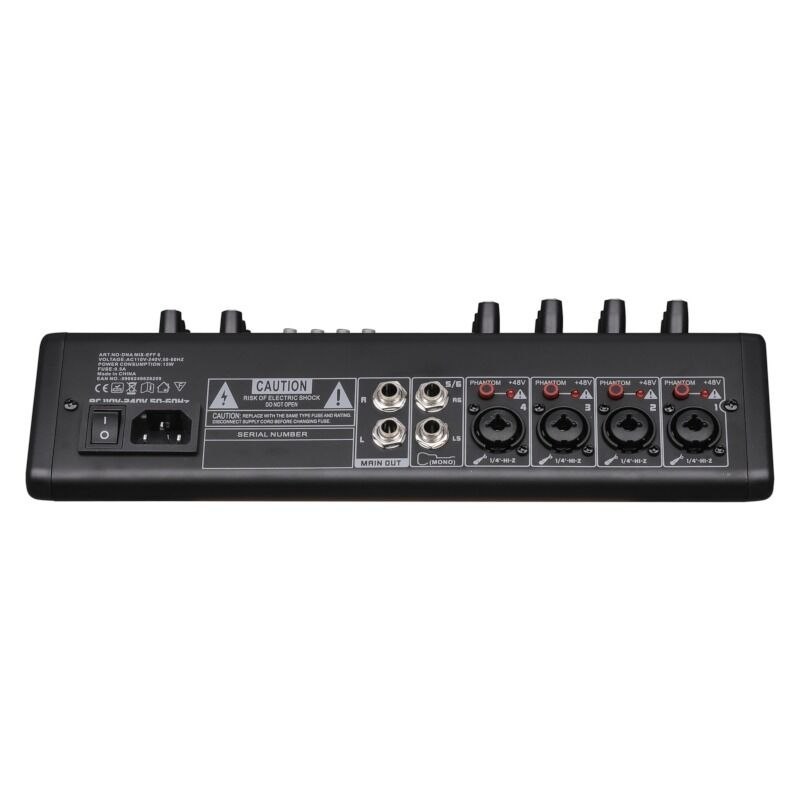 DNA MIX-EFF 6 analogowy mikser dźwięku 6 kanałów USB MP3 Bluetooth Phantom +48V DSP EQ efekty dźwiękowe