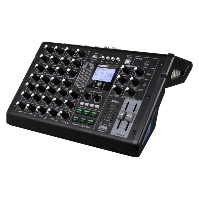 DNA MIX-EFF 6 analogowy mikser dźwięku 6 kanałów USB MP3 Bluetooth Phantom +48V DSP EQ efekty dźwiękowe