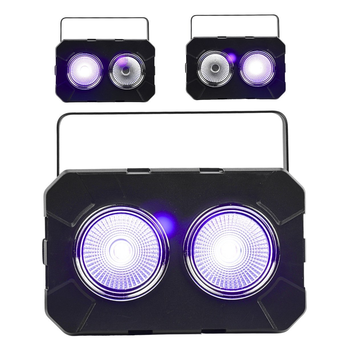 LIGHT4ME UV CANNON blinder sceniczny efekt oświetleniowy 2x50W UV COB LED uchwyt montażowy 2x odbłyśnik reflektorowy