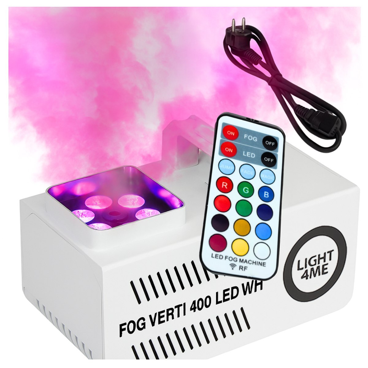 LIGHT4ME FOG VERTI 400 LED WH mała wytwornica dymu pionowego pilot bezprzewodowy efekt świetlny RGBW