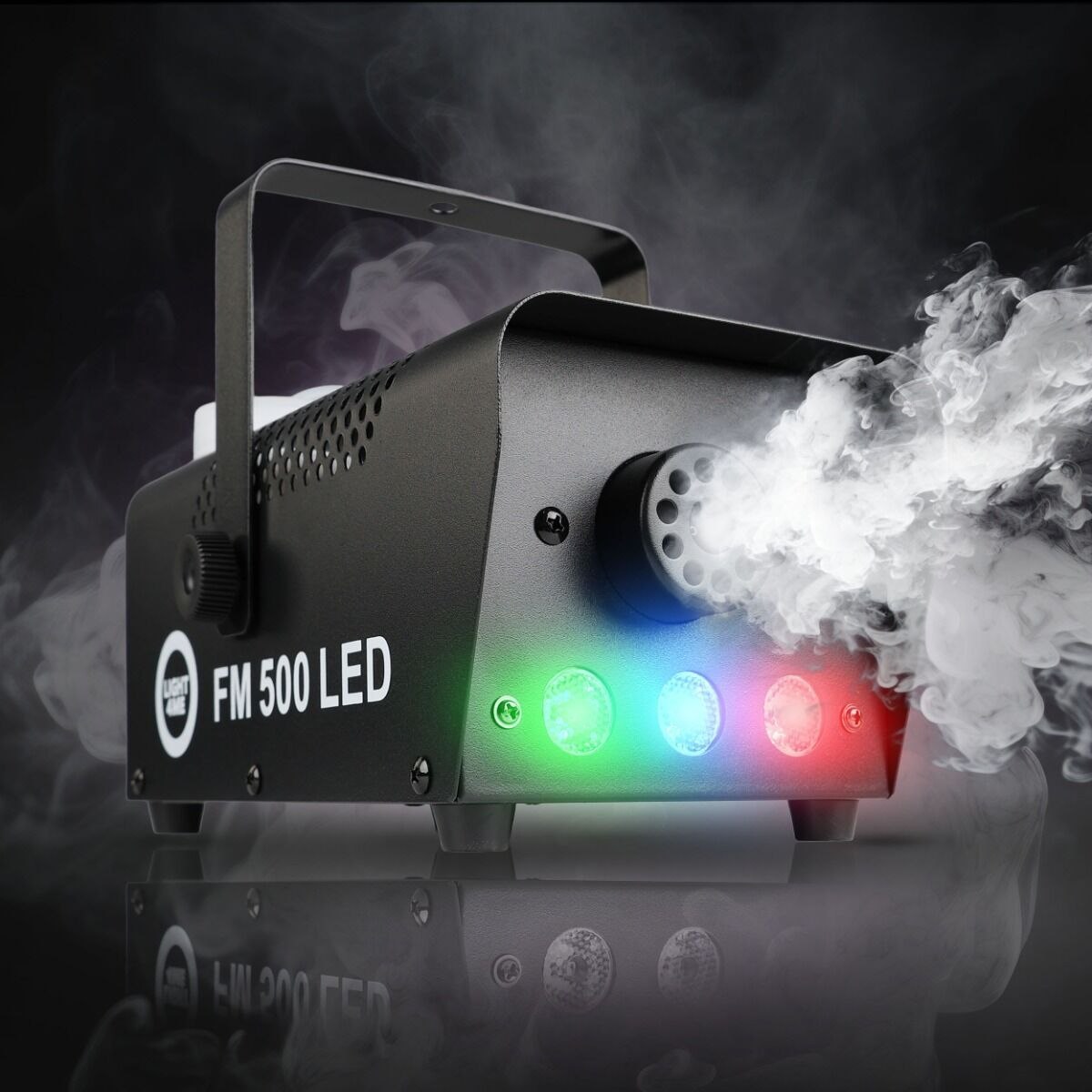 LIGHT4ME FM 500 LED V2 wytwornica dymu mgły pilot bezprzewodowy kontroler przewodowy 500W efekt świetlny 3x1W RGB