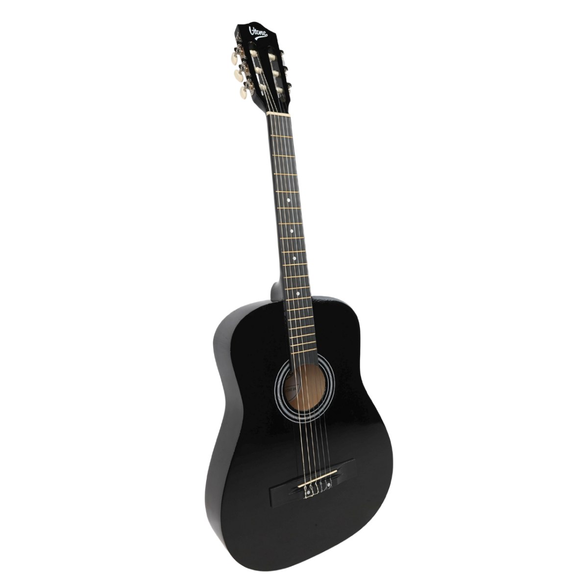V-TONE BCG BK gitara klasyczna 4/4 czarna do nauki dla początkujących 3x kostka do gry akordy zestaw