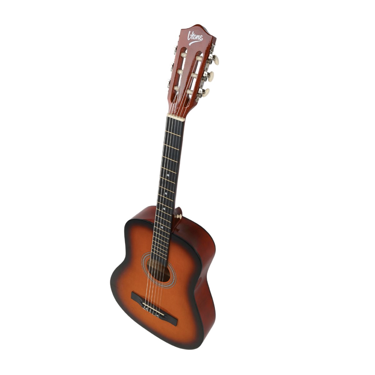 V-TONE BCG SB gitara klasyczna 4/4 sunburst do nauki dla początkujących 3x kostka do gry akordy zestaw