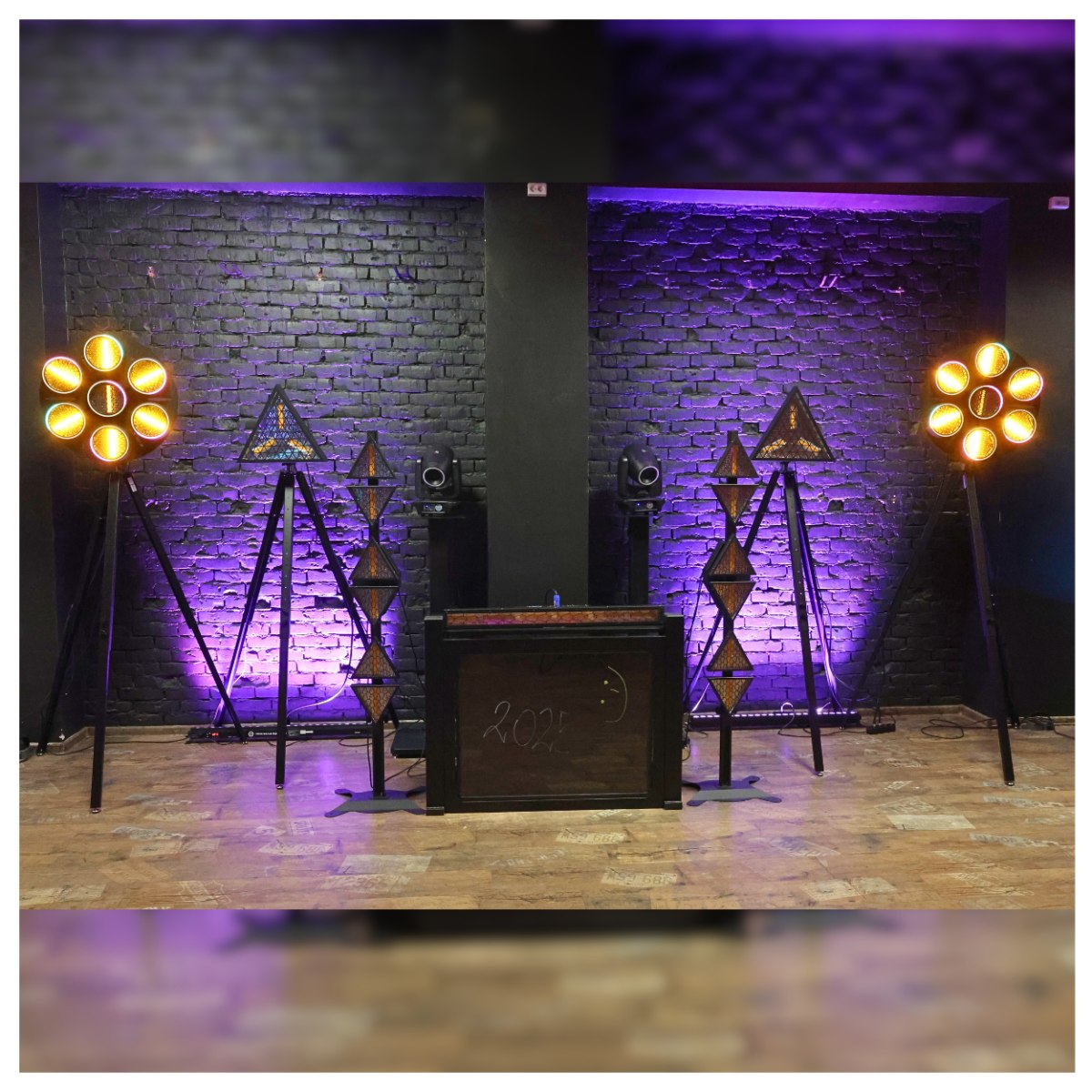 EVOLIGHTS LUMEN 7 RING 7x30W WW + 224x0,5W/31x0,2W RGB LED reflektor estradowy vintage oświetlenie sceniczne retro ciepła biel efekt tła ring