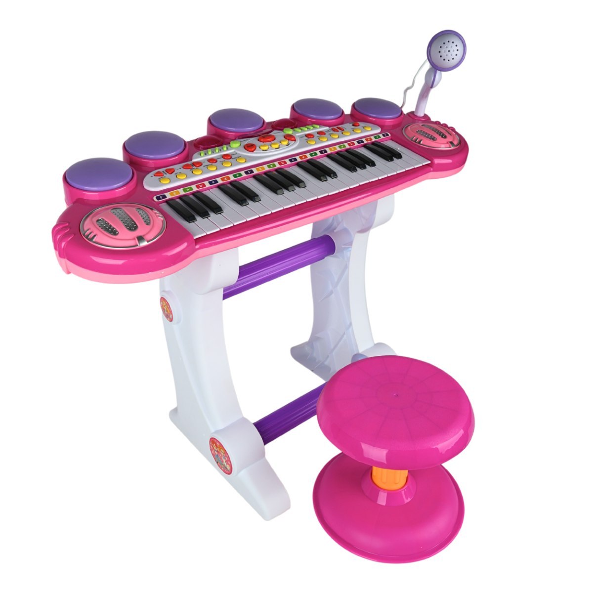 SUPRIMO EVA keyboard edukacyjny elektroniczny bateryjny organy pianino do nauki dla dzieci stołek mikrofon uchwyt mikrofonowy wejście AUX zestaw