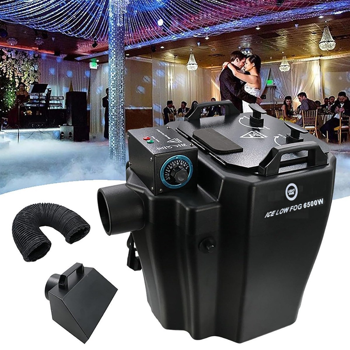 LIGHT4ME ICE LOW FOG 6500W generator wytwornica ciężkiego dymu na wodę i suchy lód wąż z dyszą rozprowadzającą