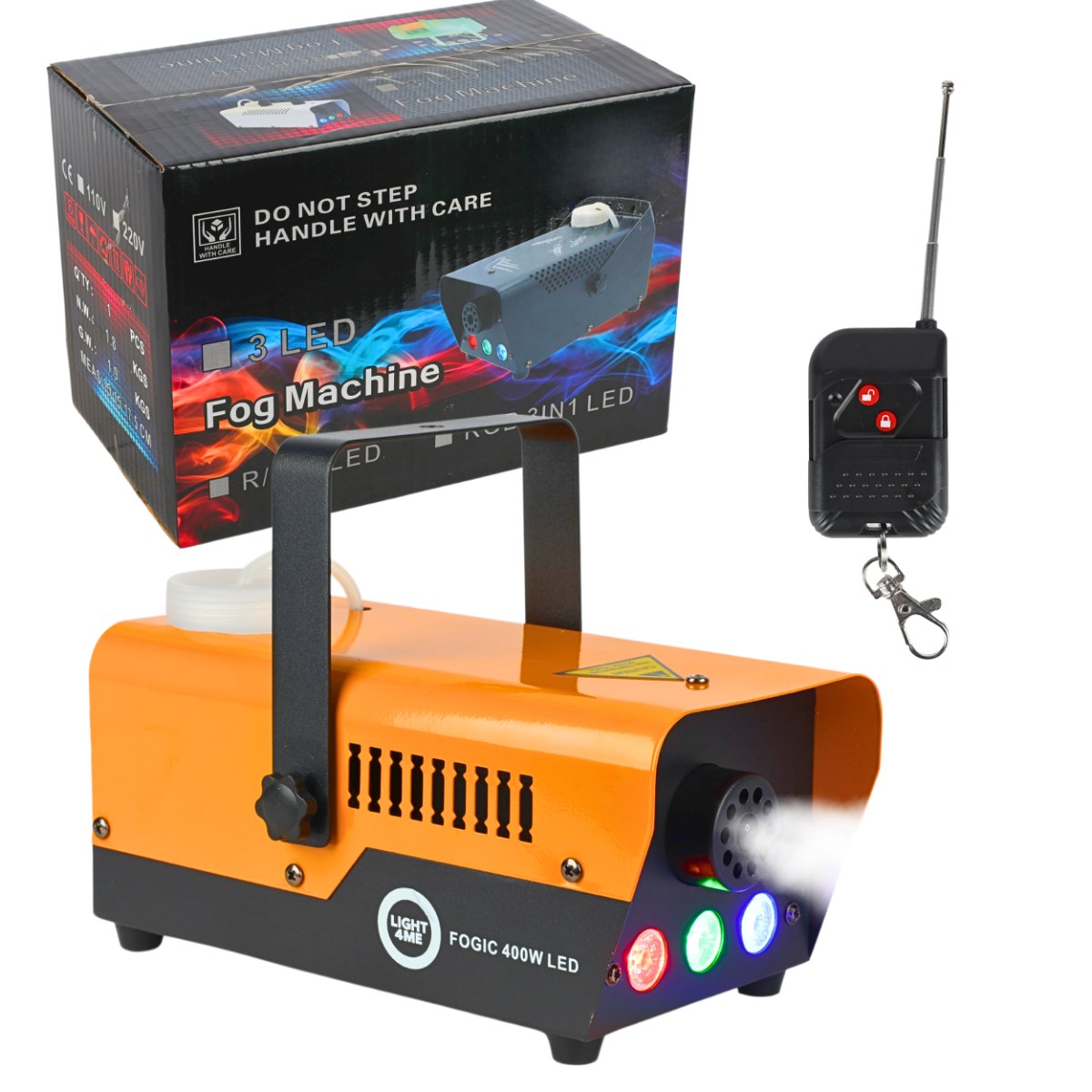 LIGHT4ME FOGIC 400W LED generator wytwornica dymu mgły efekt świetlny RGB pilot bezprzewodowy kontroler przewodowy uchwyt montażowy