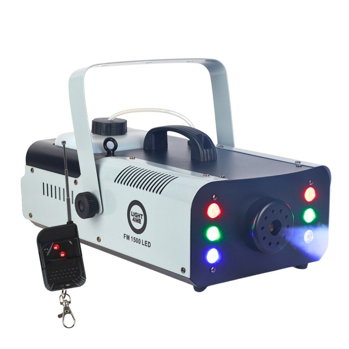 LIGHT4ME FM 1500 LED generator wytwornica dymu mgły efekt świetlny 6x1W RGB pilot bezprzewodowy kontroler przewodowy uchwyt montażowy