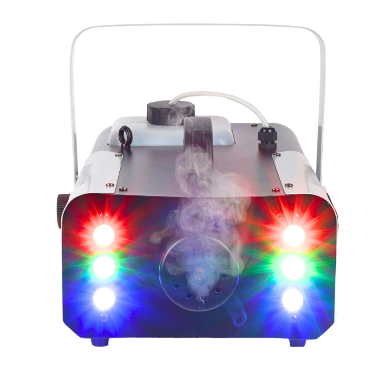 LIGHT4ME FM 1500 LED generator wytwornica dymu mgły efekt świetlny 6x1W RGB pilot bezprzewodowy kontroler przewodowy uchwyt montażowy