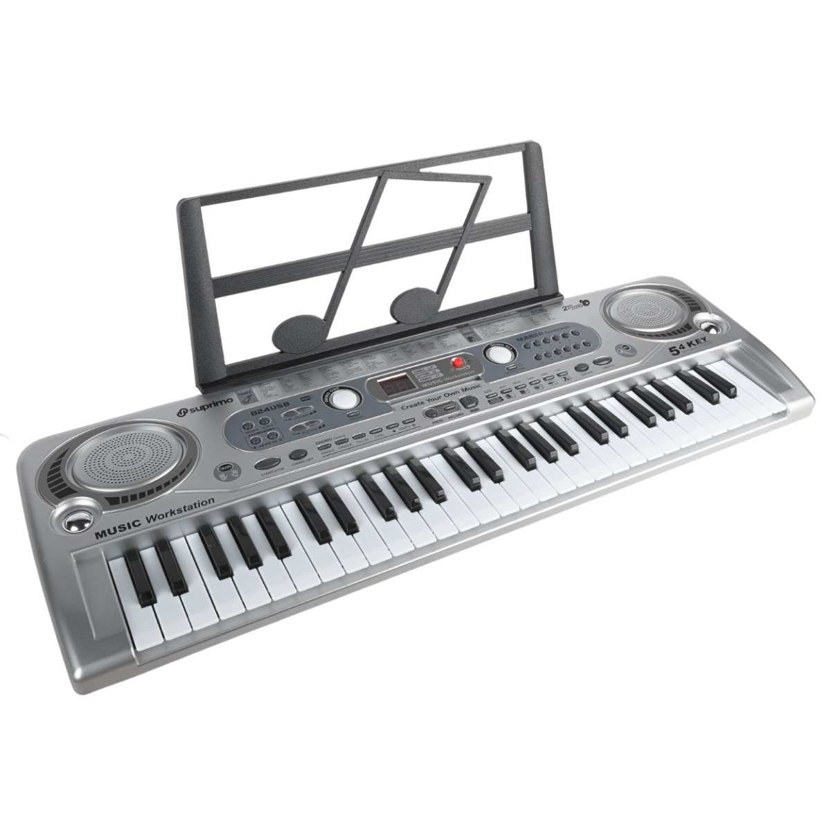 SUPRIMO 824 USB keyboard edukacyjny klawisze organy dla dzieci do nauki gry pulpit do nut mikrofon odtwarzacz MP3 AUX wyjście słuchawkowe