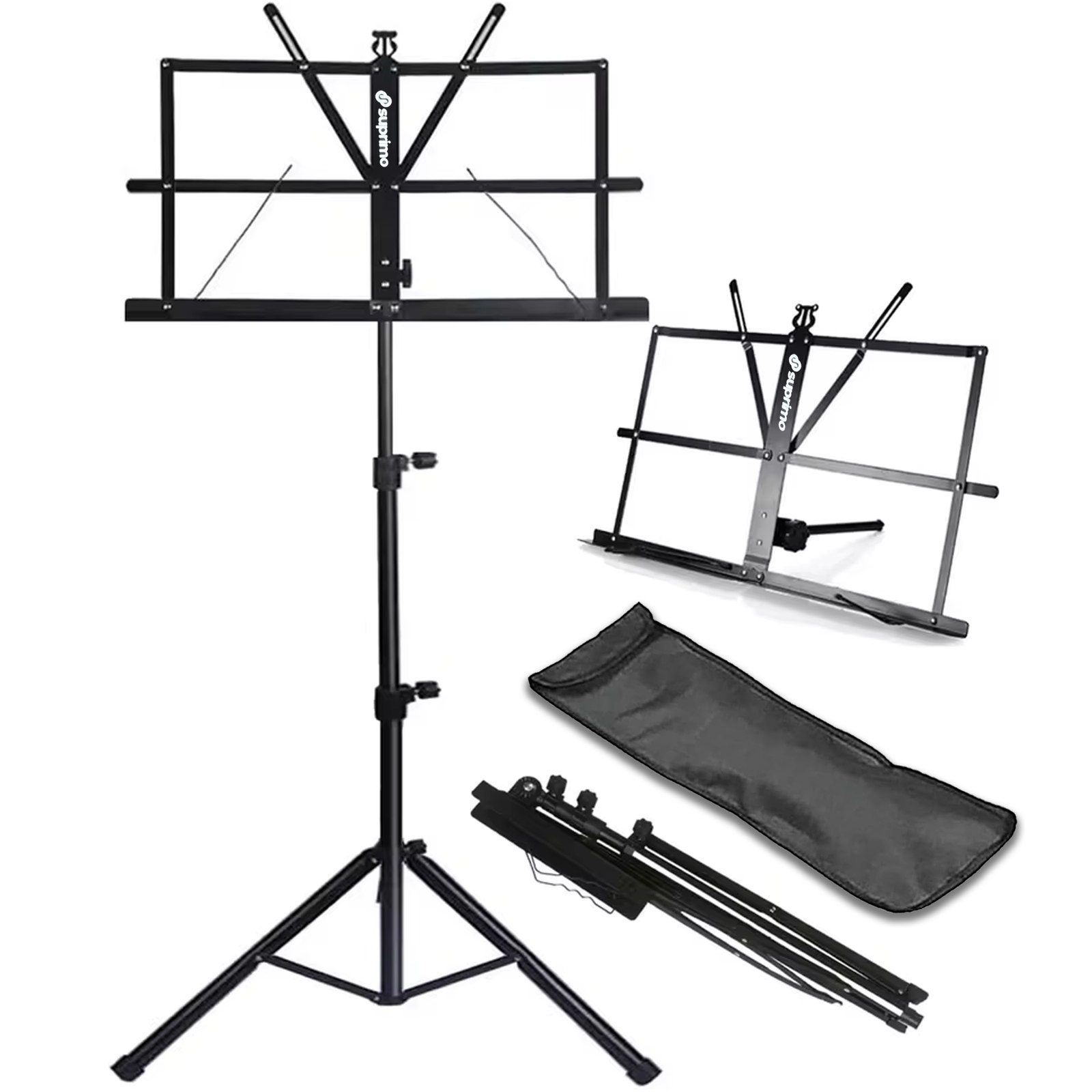 SUPRIMO D1 statyw stojak pulpit do nut regulowany składany pokrowiec zestaw 65-130 cm do 12 kg