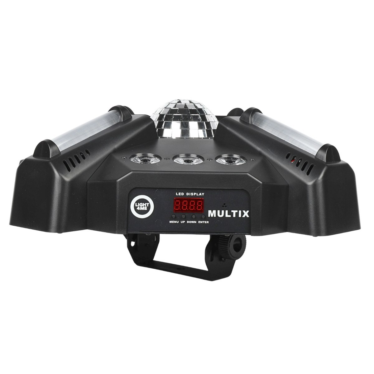 LIGHT4ME MULTIX multiefekt świetlny 3w1 LED sceniczny pilot bezprzewodowy uchwyt montażowy 4x30W RGBW SMD 5060+12x3W RGBWAUV SMD 15090+40x0,2W RGB SMD 3528