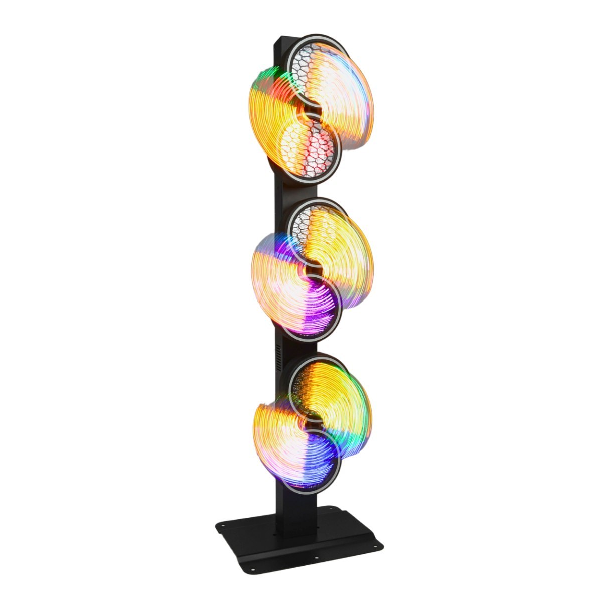 EVOLIGHTS LUMEN ROTO ruchome oświetlenie sceniczne LED retro vintage 6x40W WW+192x0,5W RGB+186x0,2W RGB efekt tła ring ciepły biały 2x uchwyt montażowy omega