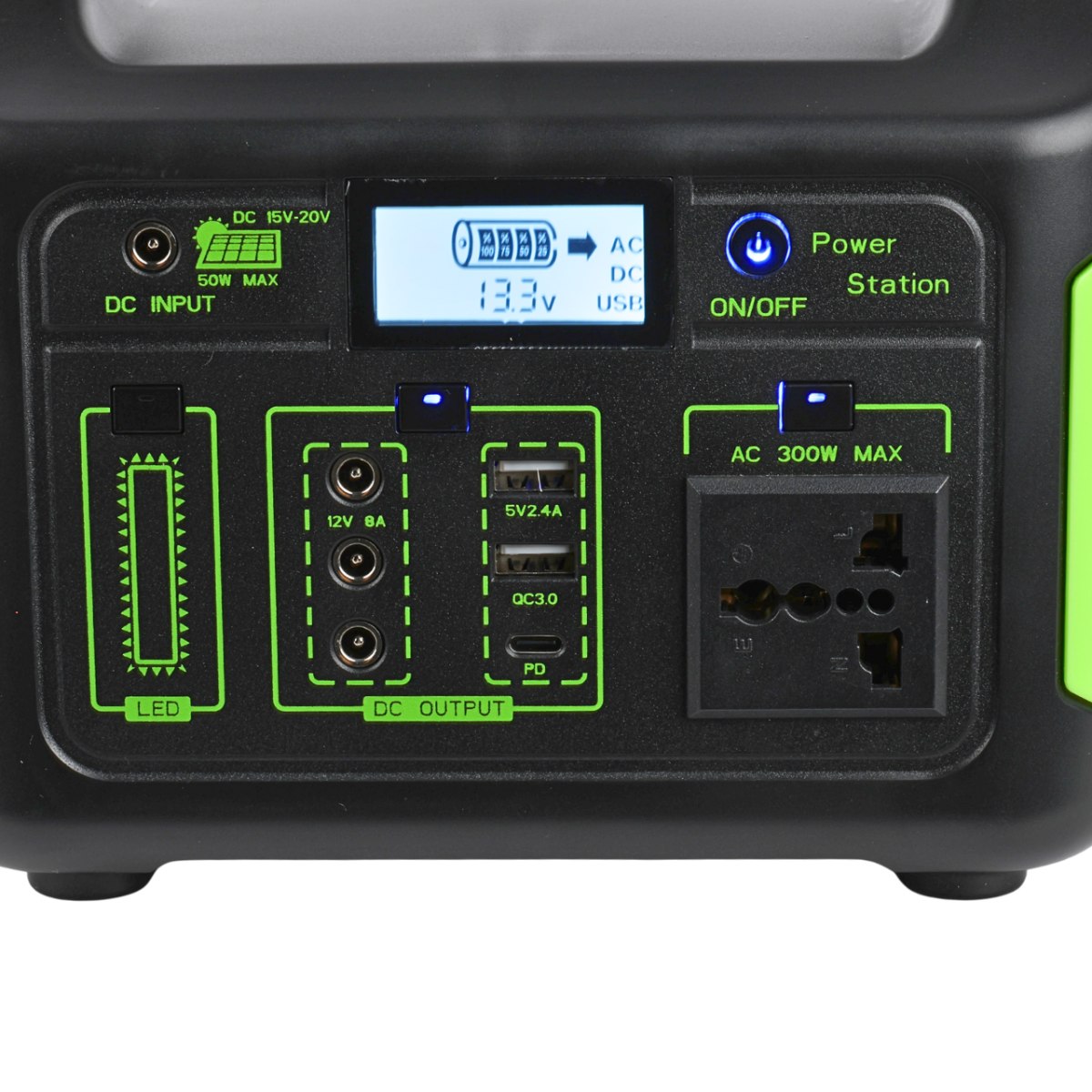 DNA POWER B300 przenośna stacja zasilania powerbank AC 3xDC 2xUSB-A USB-C 300W 256 Wh 20000 mAh źródło światła LED