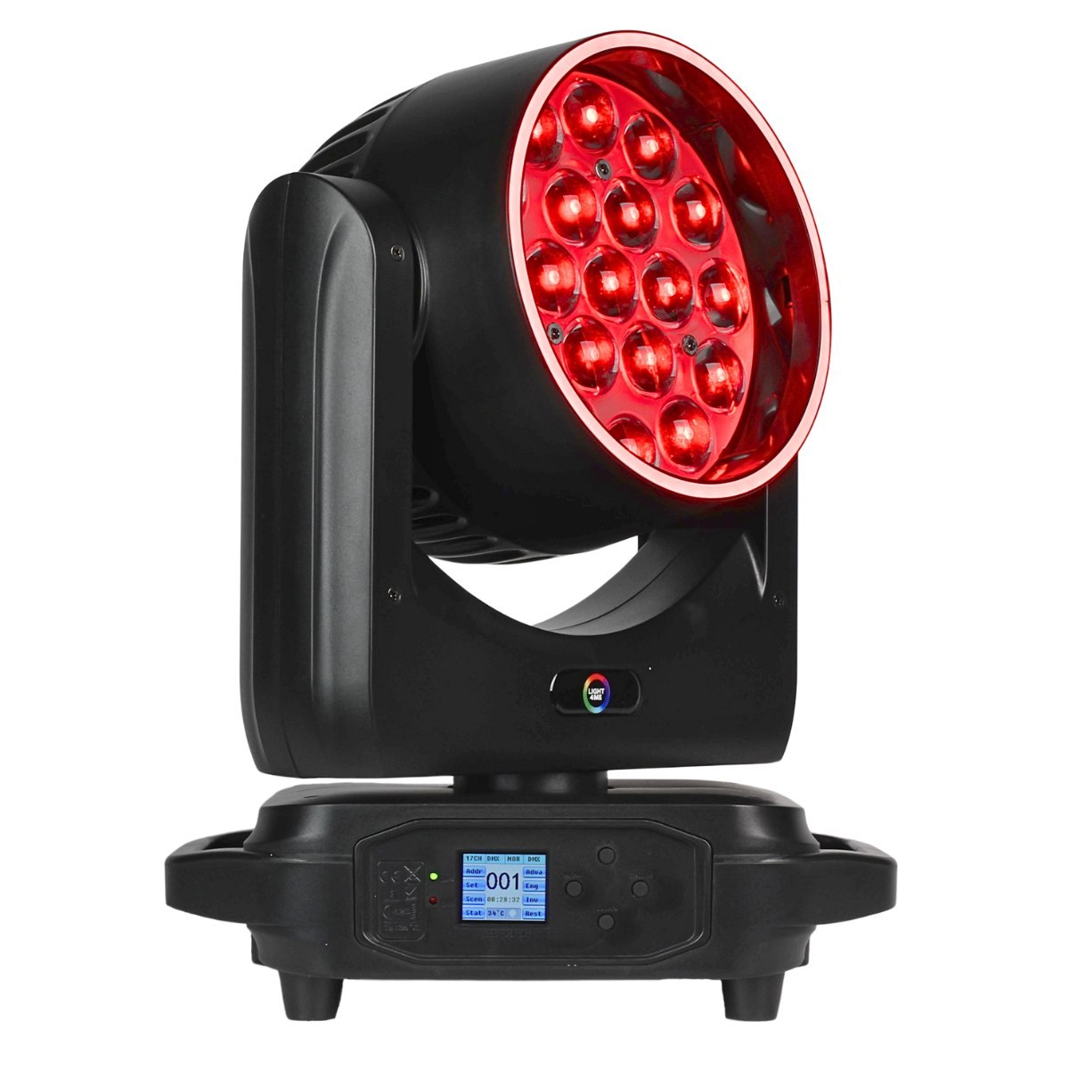 LIGHT4ME SKY WASH 19x15W RGBW głowica ruchoma oświetlenie estradowe efekt ring 19x15W RGBW LED + 60x0,3W RGB SMD LED uchwyt montażowy omega