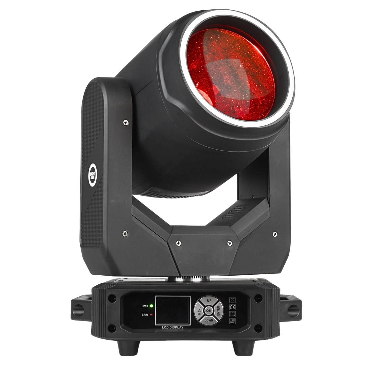 LIGHT4ME FOCUS 200W BEAM RING LED głowica ruchoma oświetlenie sceniczne efekt ring 27x0,5W RGB SMD LED uchwyt montażowy omega