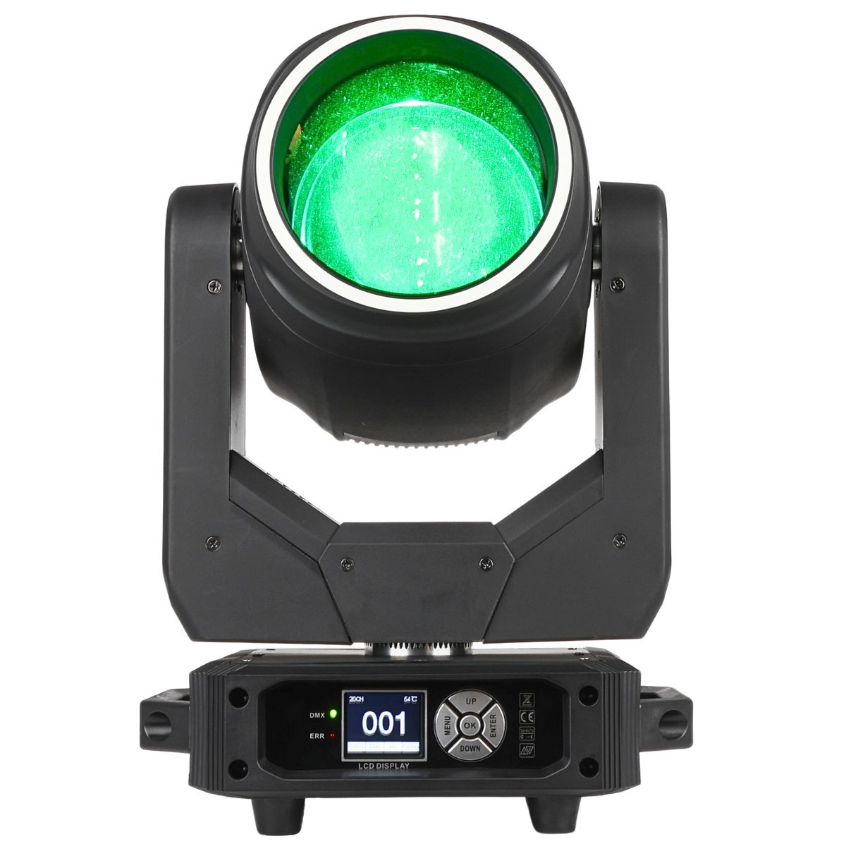 LIGHT4ME FOCUS 200W BEAM RING LED głowica ruchoma oświetlenie sceniczne efekt ring 27x0,5W RGB SMD LED uchwyt montażowy omega