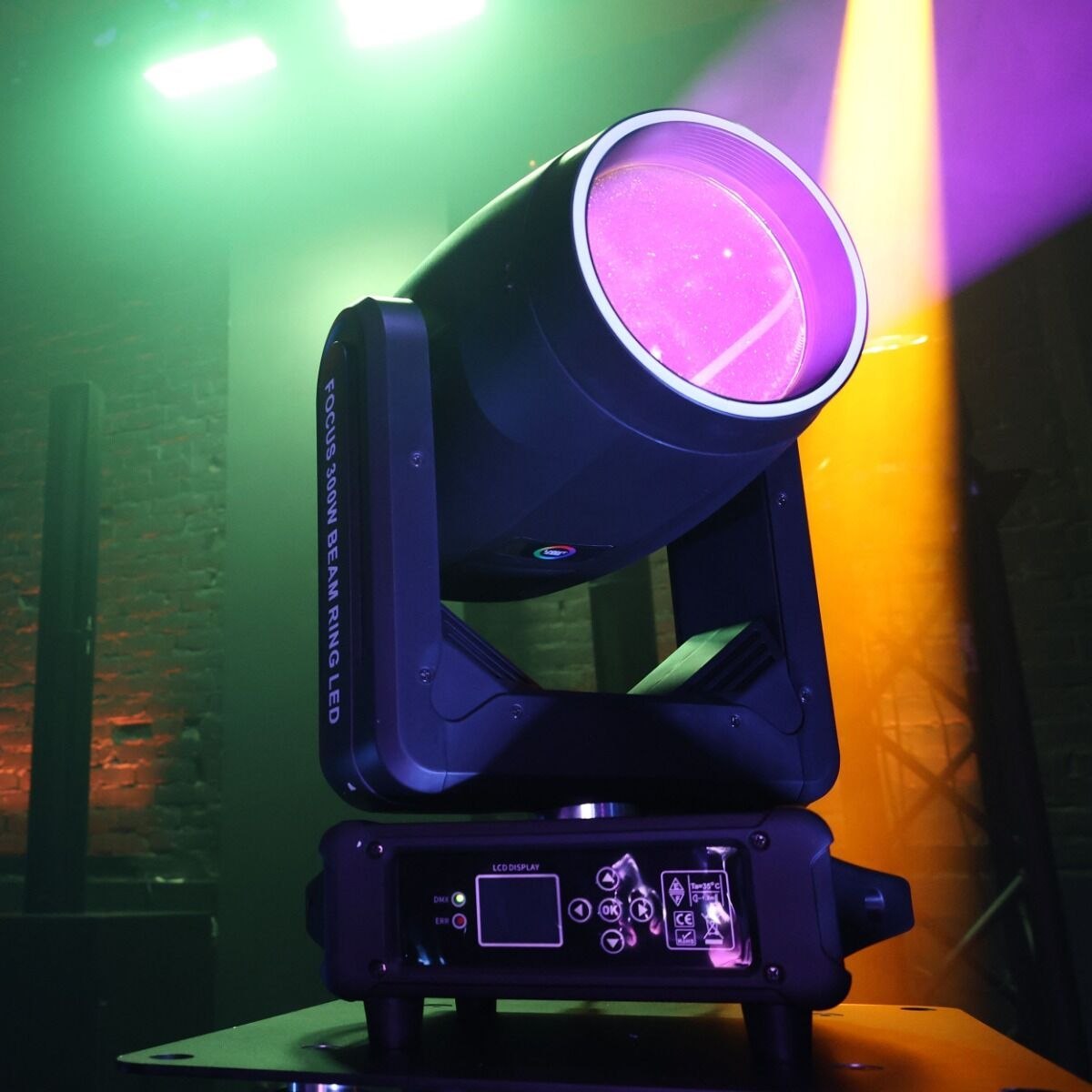 LIGHT4ME FOCUS 300W BEAM RING LED głowica ruchoma oświetlenie sceniczne efekt ring 31x0,5W RGB SMD LED 2x uchwyt montażowy omega