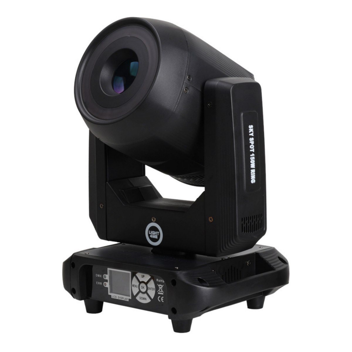 LIGHT4ME SKY SPOT 150W RING głowica ruchoma spot LED DMX efekt ring 18x0,5W RGB SMD LED uchwyt montażowy omega