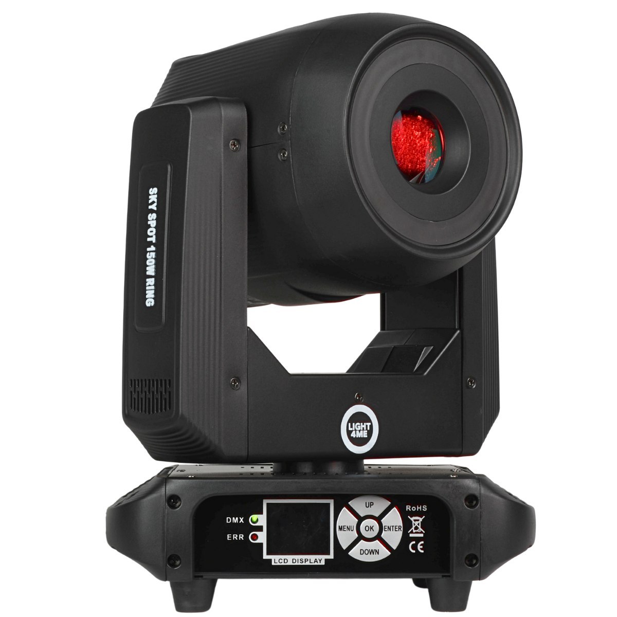 LIGHT4ME SKY SPOT 150W RING głowica ruchoma spot LED DMX efekt ring 18x0,5W RGB SMD LED uchwyt montażowy omega