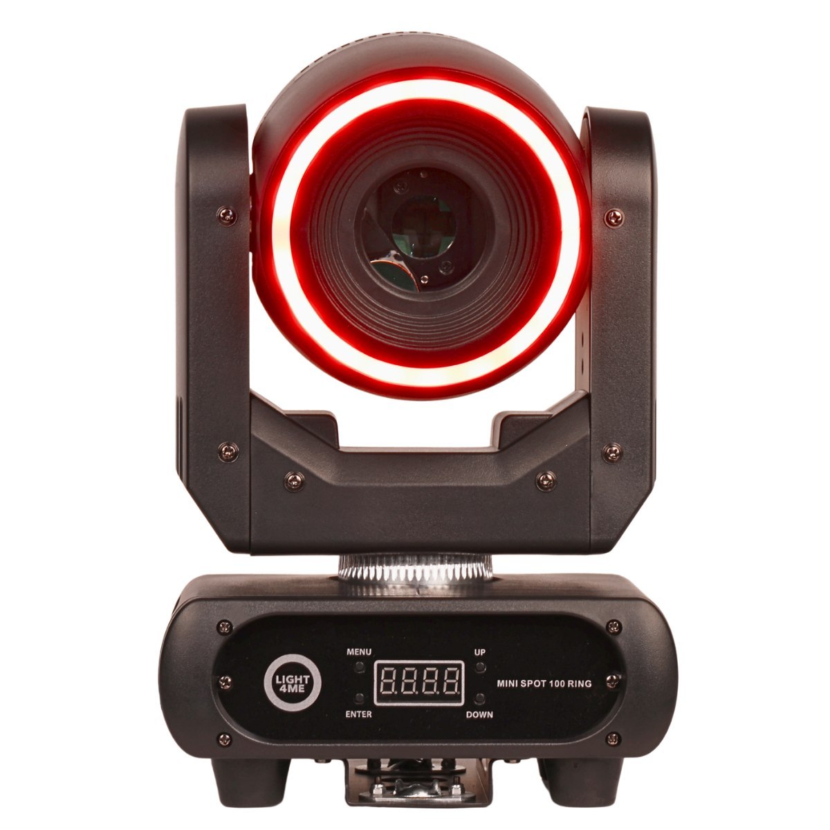 LIGHT4ME MINI SPOT 100 RING głowica ruchoma spot efekt ring oświetlenie sceniczne 100W LED+24x0,2W RGB SMD 5050 uchwyt montażowy omega