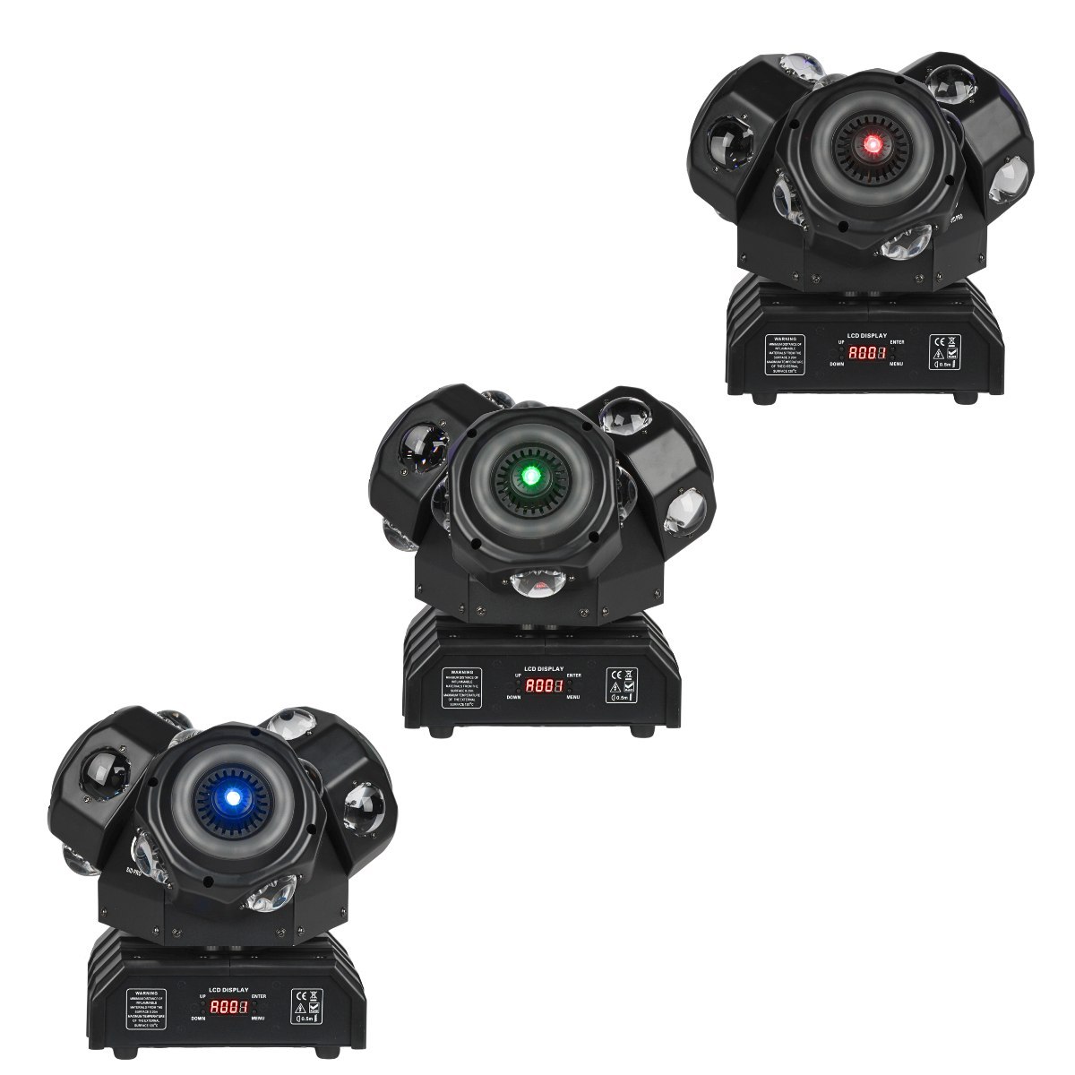 LIGHT4ME SID PRO ruchomy multiefekt świetlny 5w1 oświetlenie sceniczne LED DMX beam ring laser R/G/B 12x10W RGBW LED+36x0,2W RGB SMD 5050 LED uchwyt montażowy