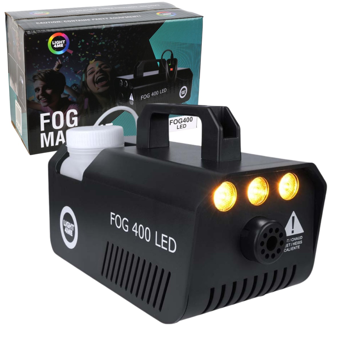 LIGHT4ME GIG SET 2 wytwornica dymu 400W LED płyn do dymu 1l akumulatorowa wytwornica baniek płyn do baniek 1l efekt oświetleniowy 4w1 RGBW+RGB+laser R/G zestaw na event imprezę