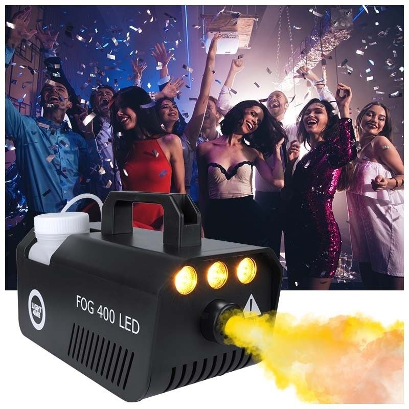 LIGHT4ME GIG SET 2 wytwornica dymu 400W LED płyn do dymu 1l akumulatorowa wytwornica baniek płyn do baniek 1l efekt oświetleniowy 4w1 RGBW+RGB+laser R/G zestaw na event imprezę