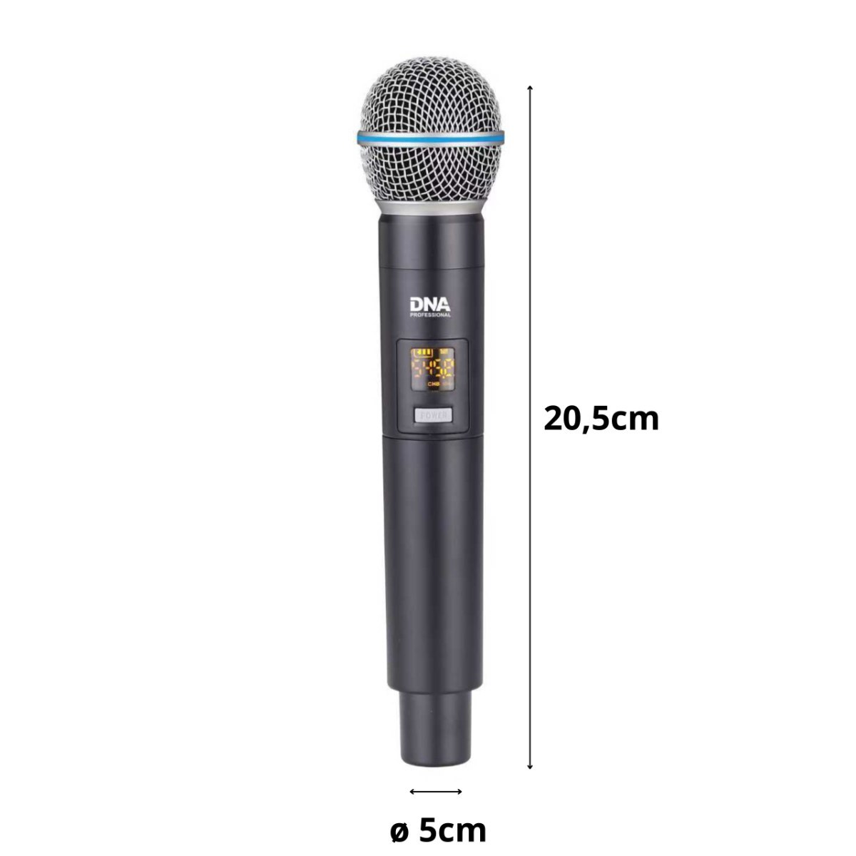 DNA BAT DUAL VOCAL SET zestaw bezprzewodowy akumulatorowy 2x mikrofon doręczny odbiornik UHF 518-542 MHz pierścień przeciw toczeniu adapter jack 6,35 mm - jack 3,5 mm 2x osłona przeciwwietrzna