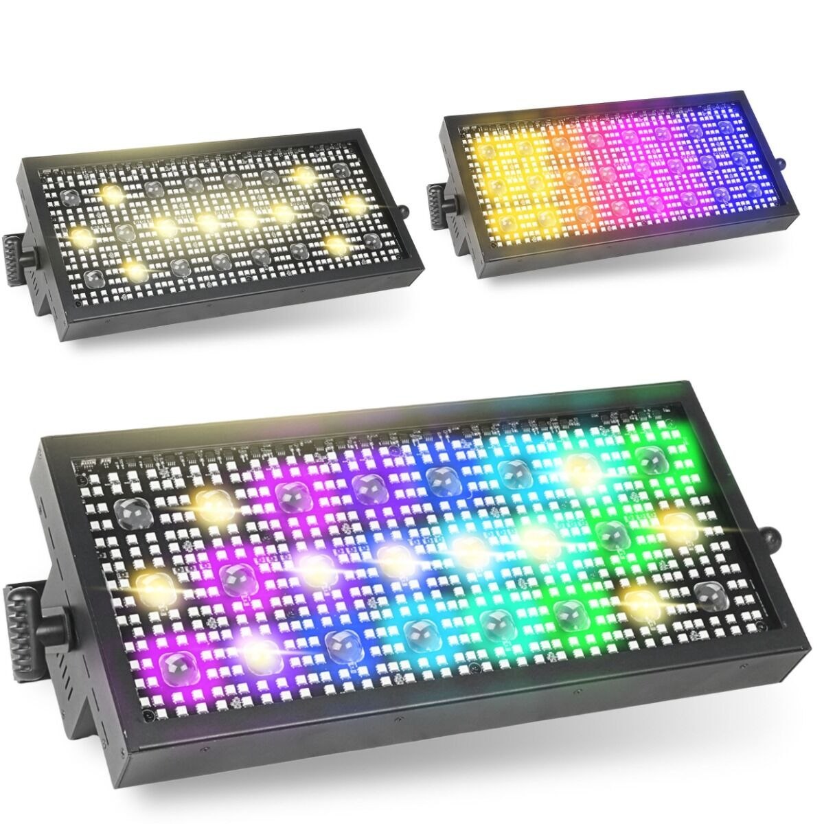 LIGHT4ME VENOM STROBE PANEL V2 stroboskop sceniczny efekt oświetleniowy LED DMX 524x0,3W RGB SMD 5050+24x3W WW uchwyt montażowy