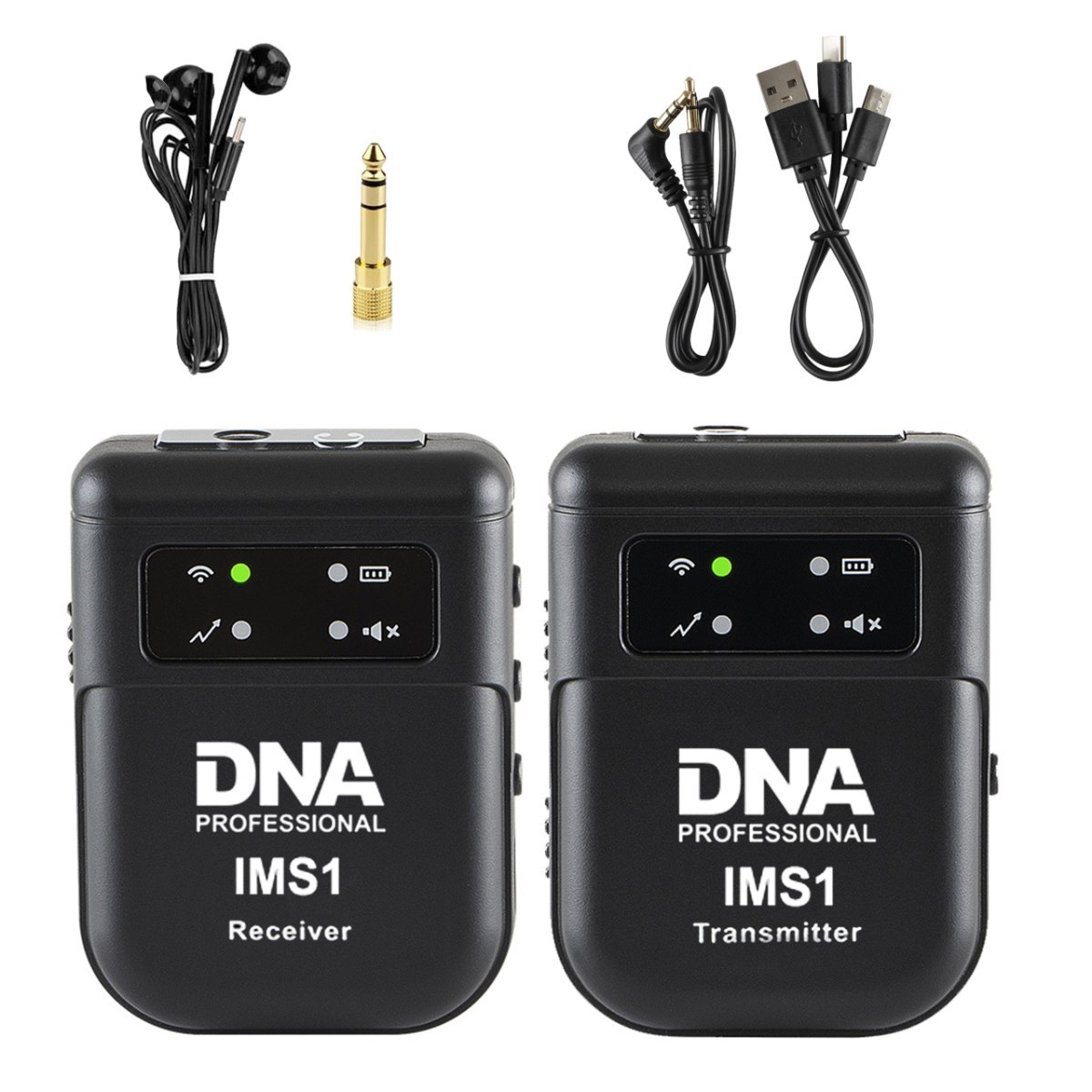 DNA IMS1 bezprzewodowy system transmisji audio 2,4 GHz mono/stereo nadajnik odbiornik USB-C słuchawki zestaw