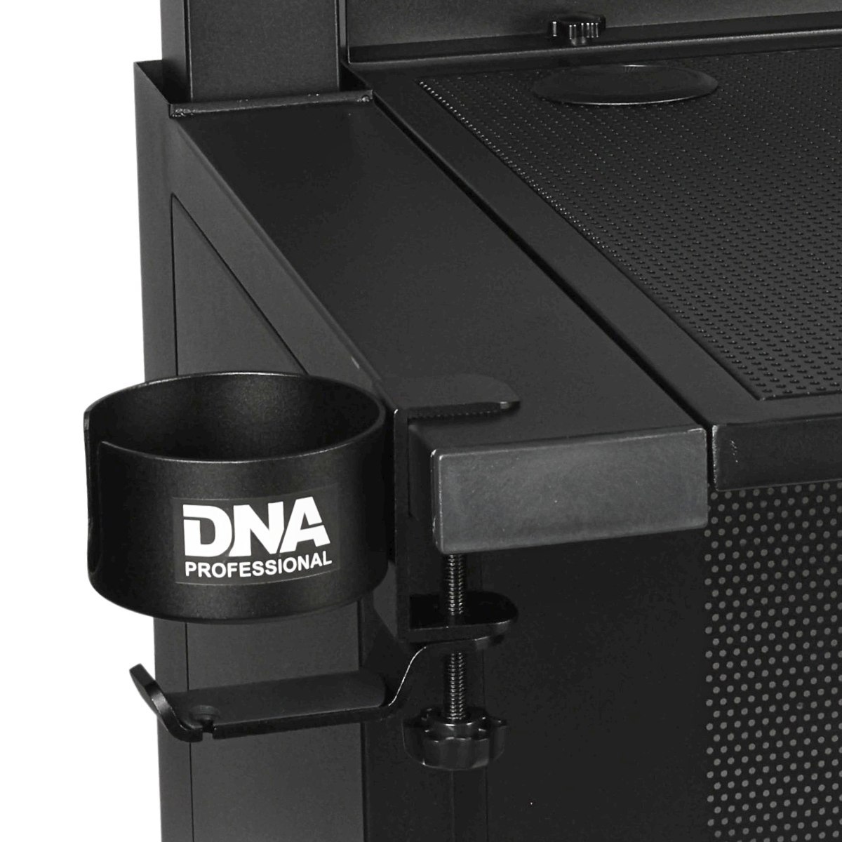 DNA DJ BOOTH WEB uchwyt wielofunkcyjny na kubek wieszak na słuchawki przybornik do stanowiska stołu DJ aluminium do 5 kg