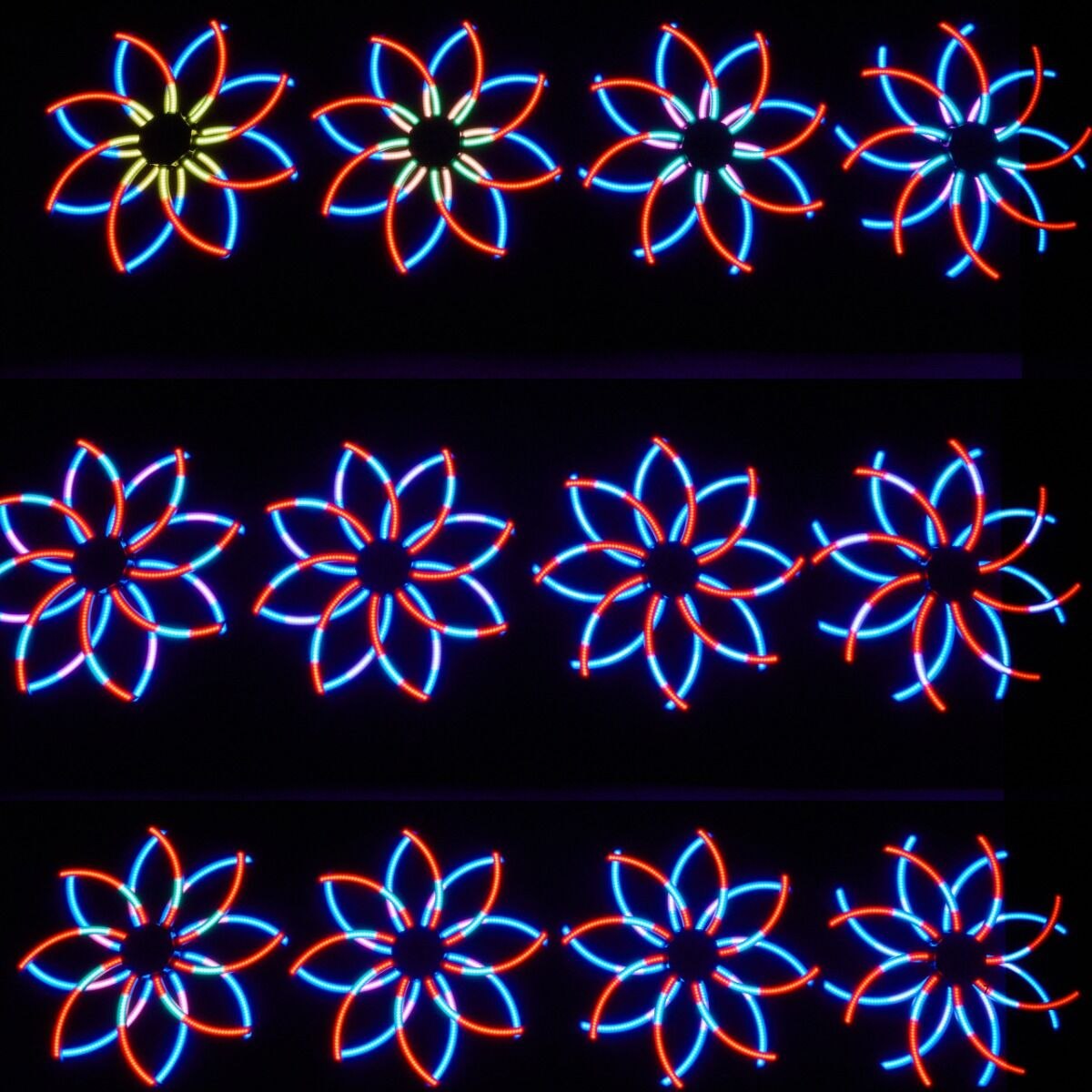 EVOLIGHTS VORTEX ruchomy efekt oświetleniowy DMX LED rotacja 360° 576x0,3W RGB SMD 5050 efekt tła 2x uchwyt montażowy omega