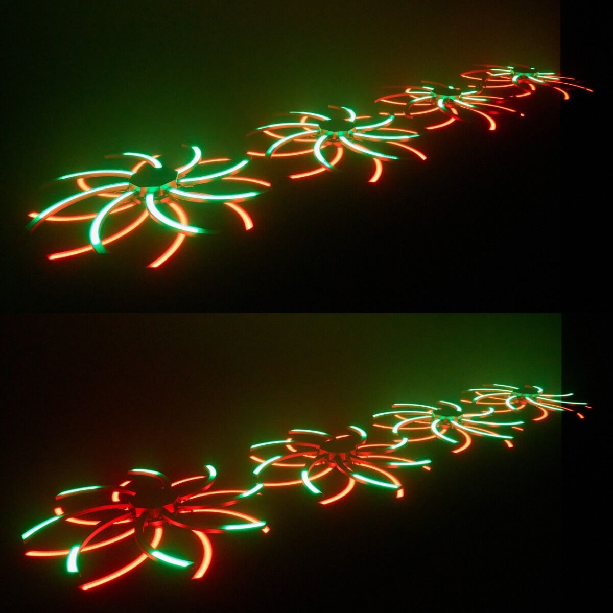 EVOLIGHTS VORTEX ruchomy efekt oświetleniowy DMX LED rotacja 360° 576x0,3W RGB SMD 5050 efekt tła 2x uchwyt montażowy omega