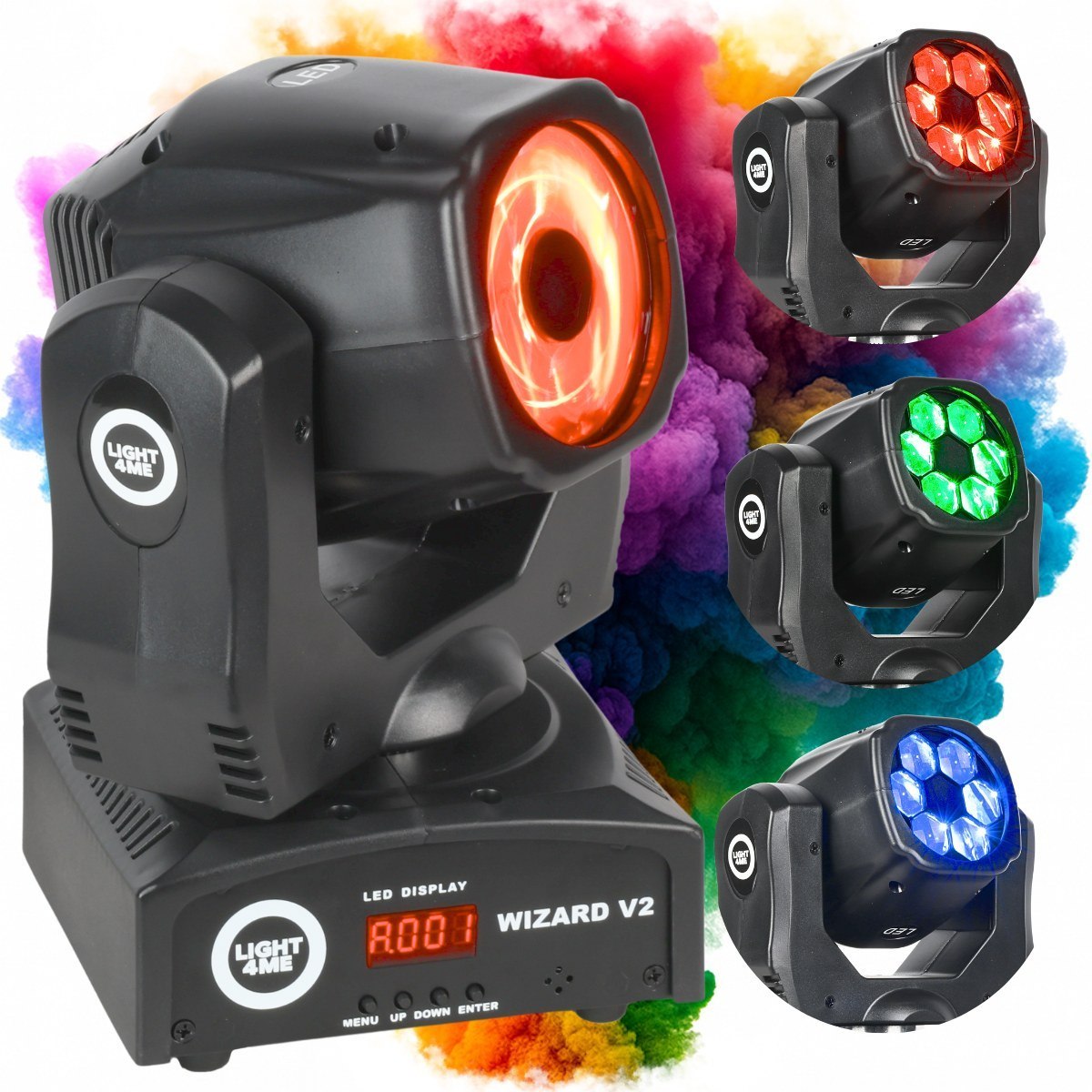 LIGHT4ME WIZARD v2 głowica ruchoma FX oświetlenie sceniczne DMX 6x10W RGBW LED uchwyt montażowy omega