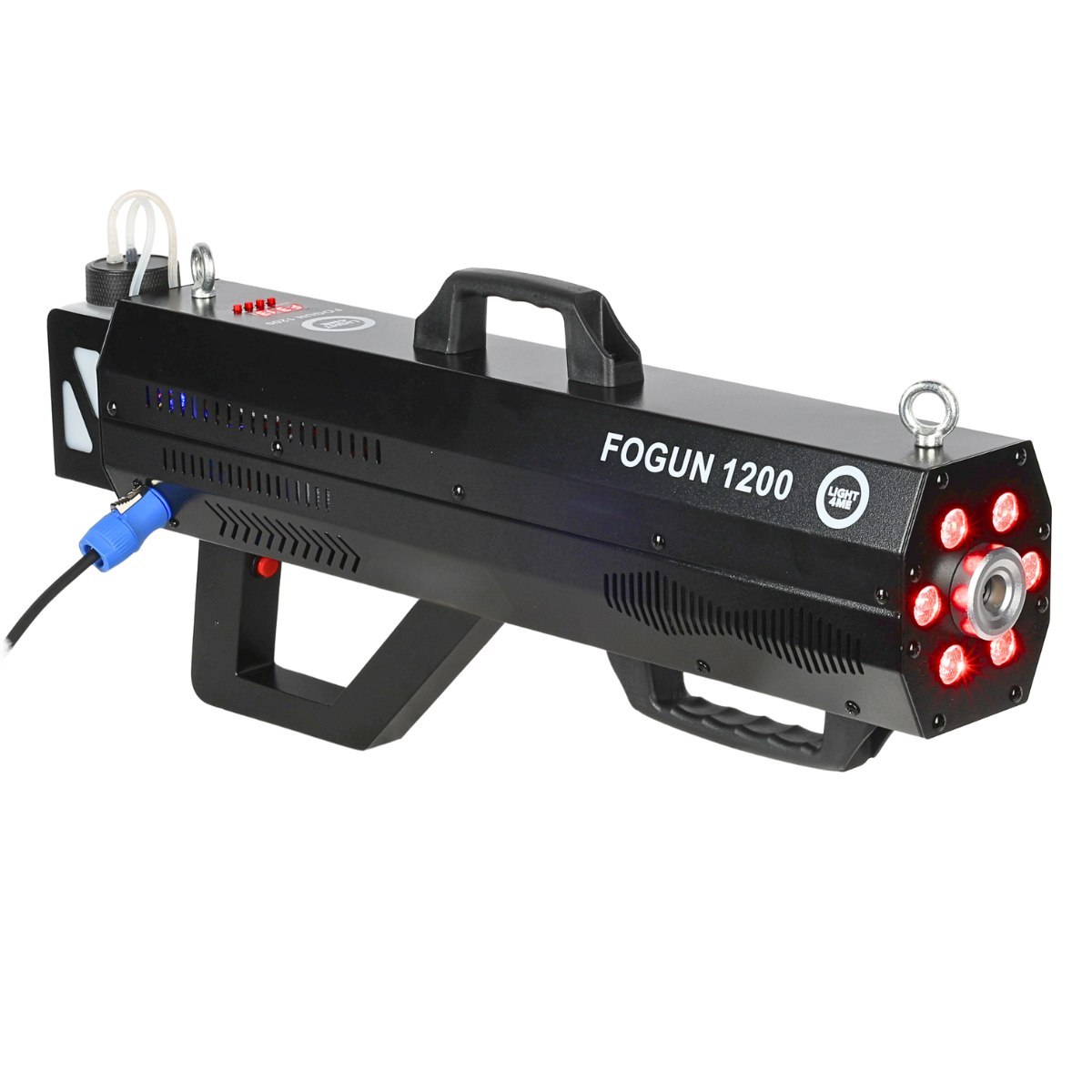 LIGHT4ME FOGun 1200 generator wytwornica dymu mgły 1200W karabin 6x3W RGB LED pasek na ramię