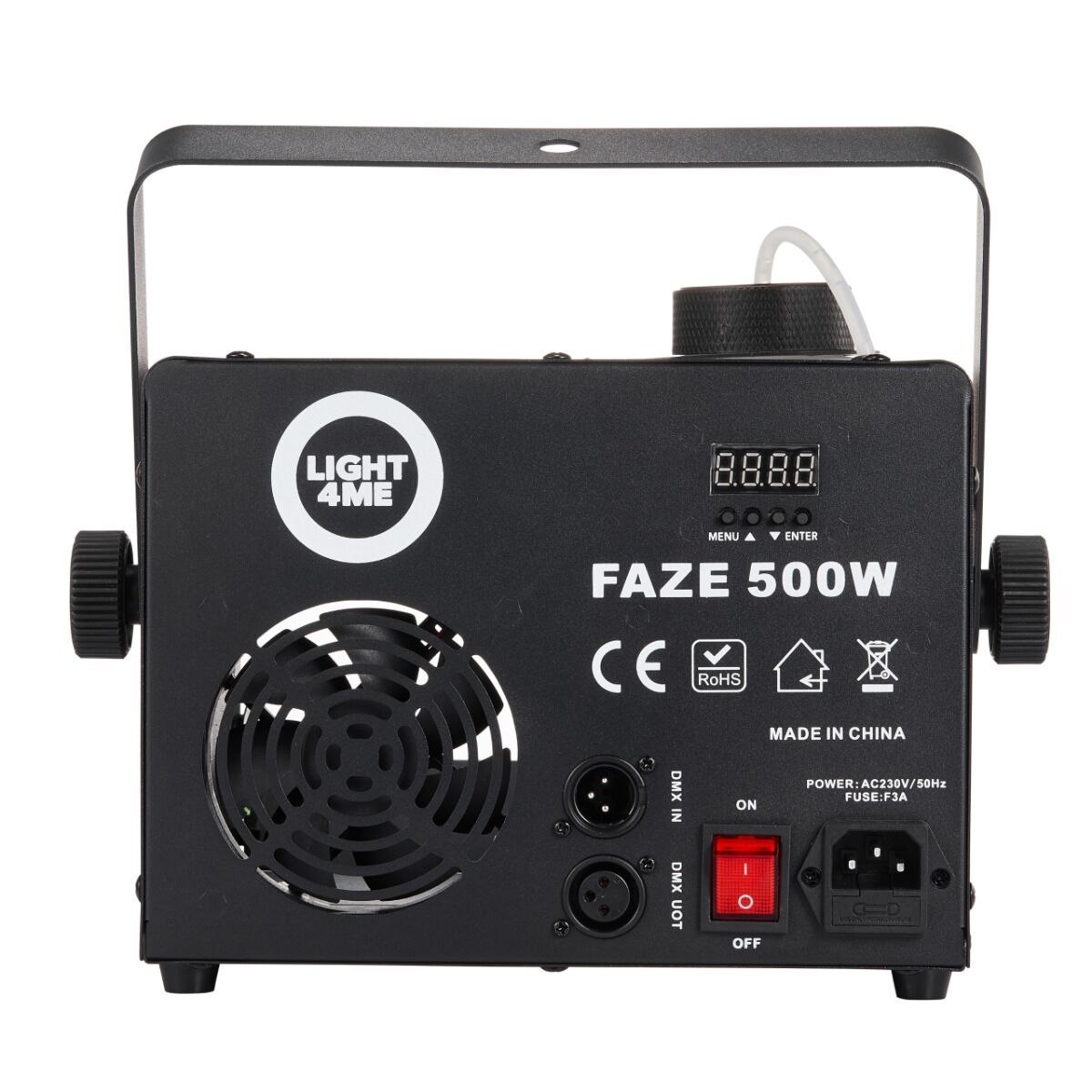 LIGHT4ME FAZE 500W generator wytwornica dymu mgły DMX pilot bezprzewodowy uchwyt montażowy