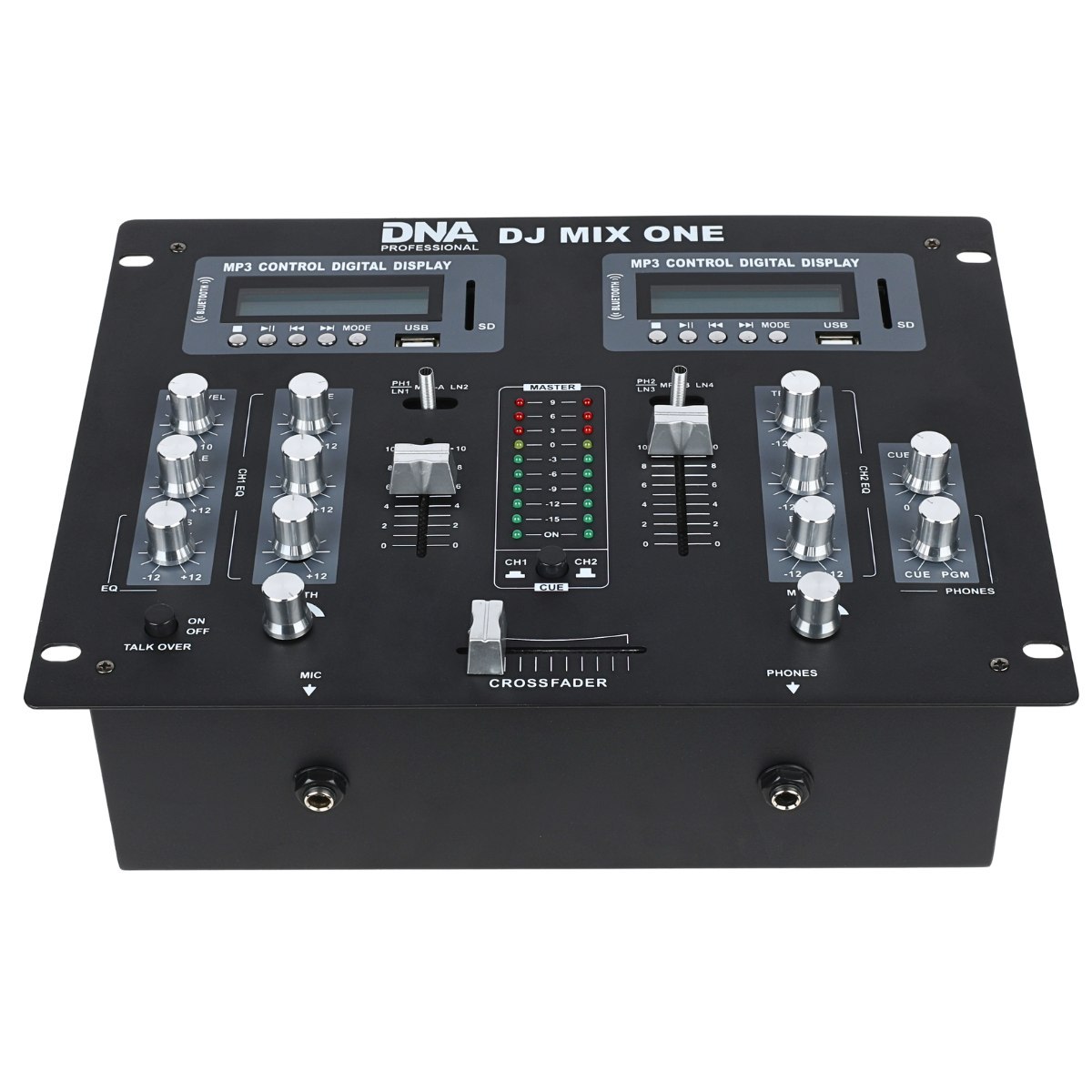 DNA DJ MIX ONE analogowy mikser dźwięku stereo Bluetooth USB SD crossfader 2 kanały 2x odtwarzacz MP3