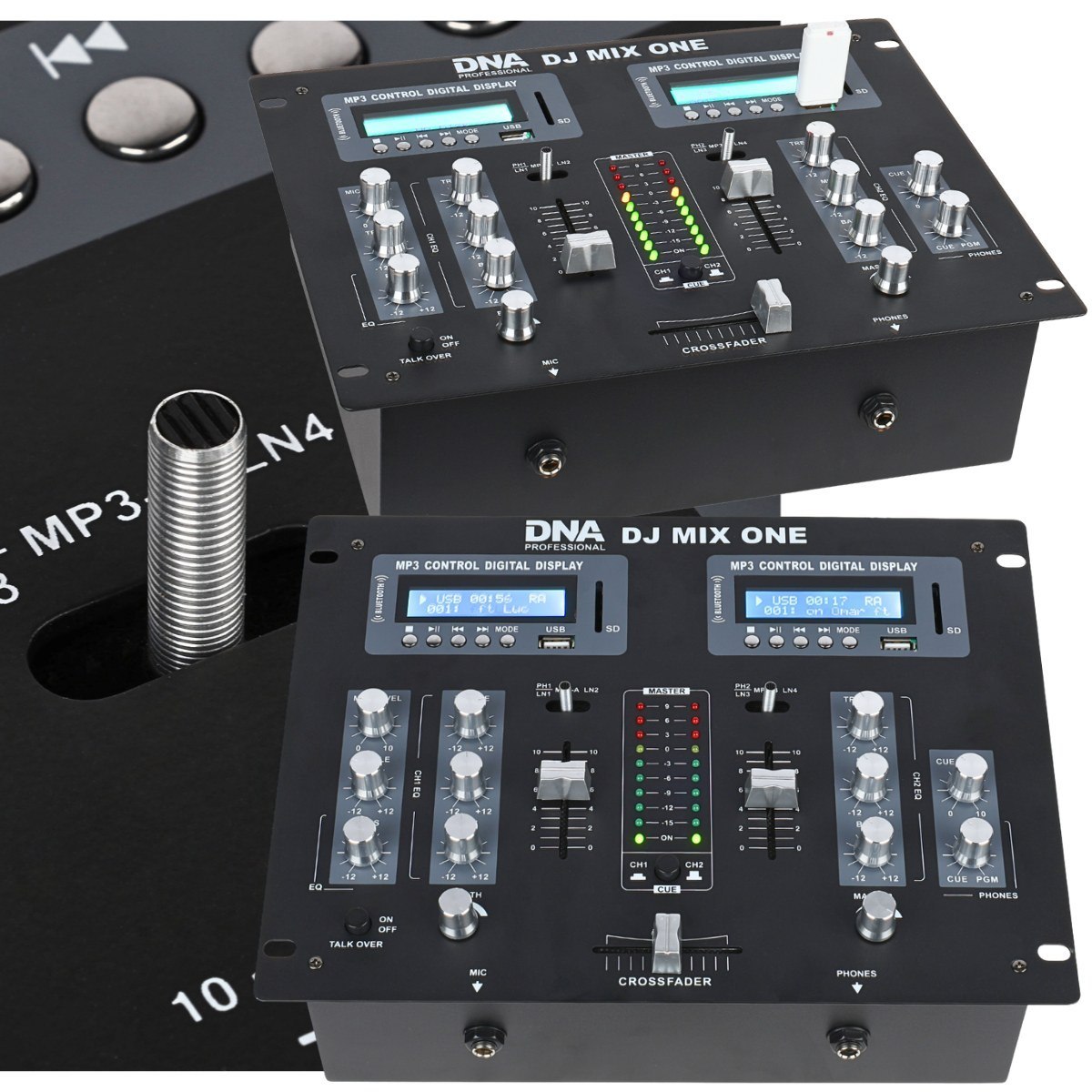 DNA DJ MIX ONE analogowy mikser dźwięku stereo Bluetooth USB SD crossfader 2 kanały 2x odtwarzacz MP3
