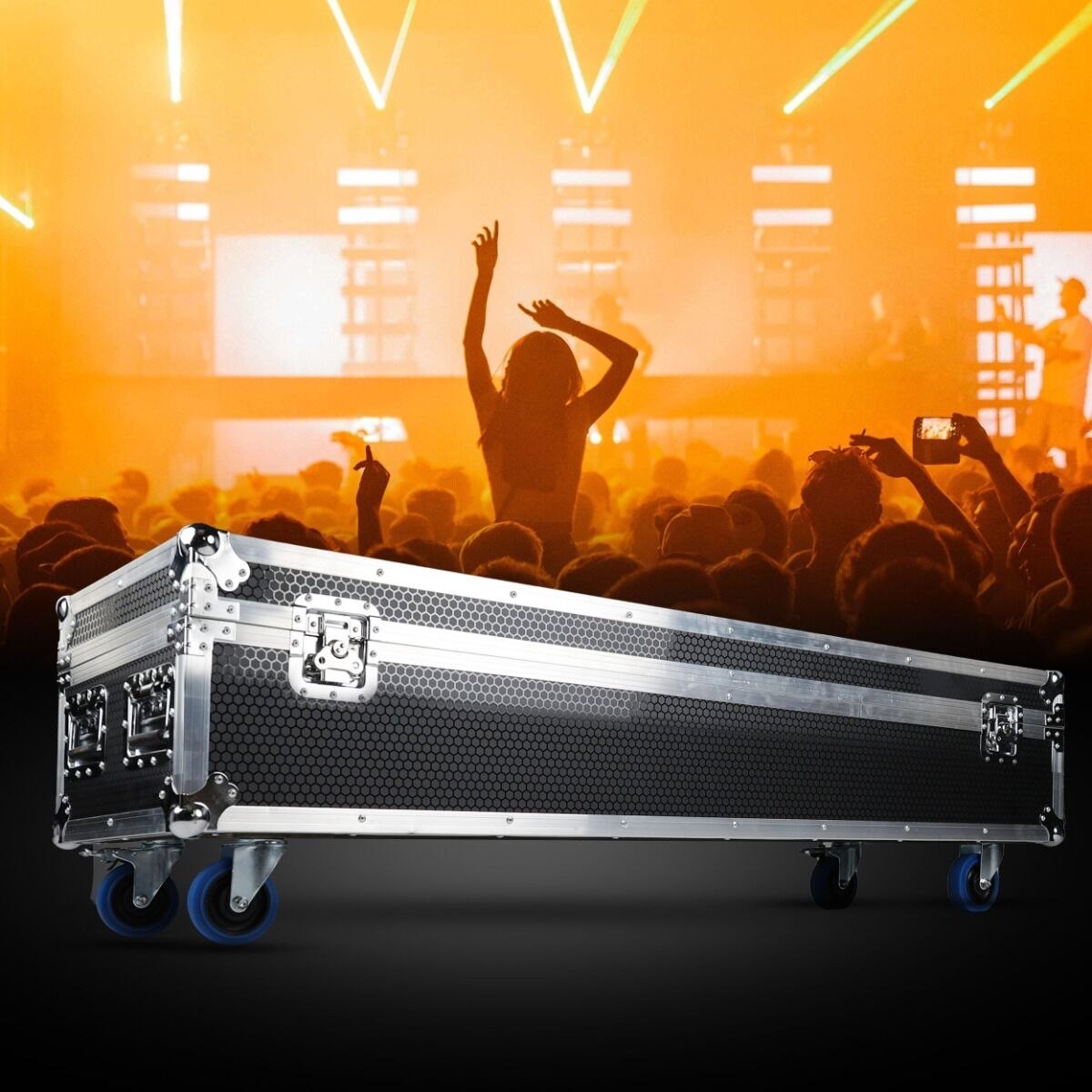 EVOLIGHTS LUMEN ROTO CASE 2IN1 skrzynia transportowa na 2 ruchome efekty oświetleniowe akcesoria 4 kółka mechanizm blokady