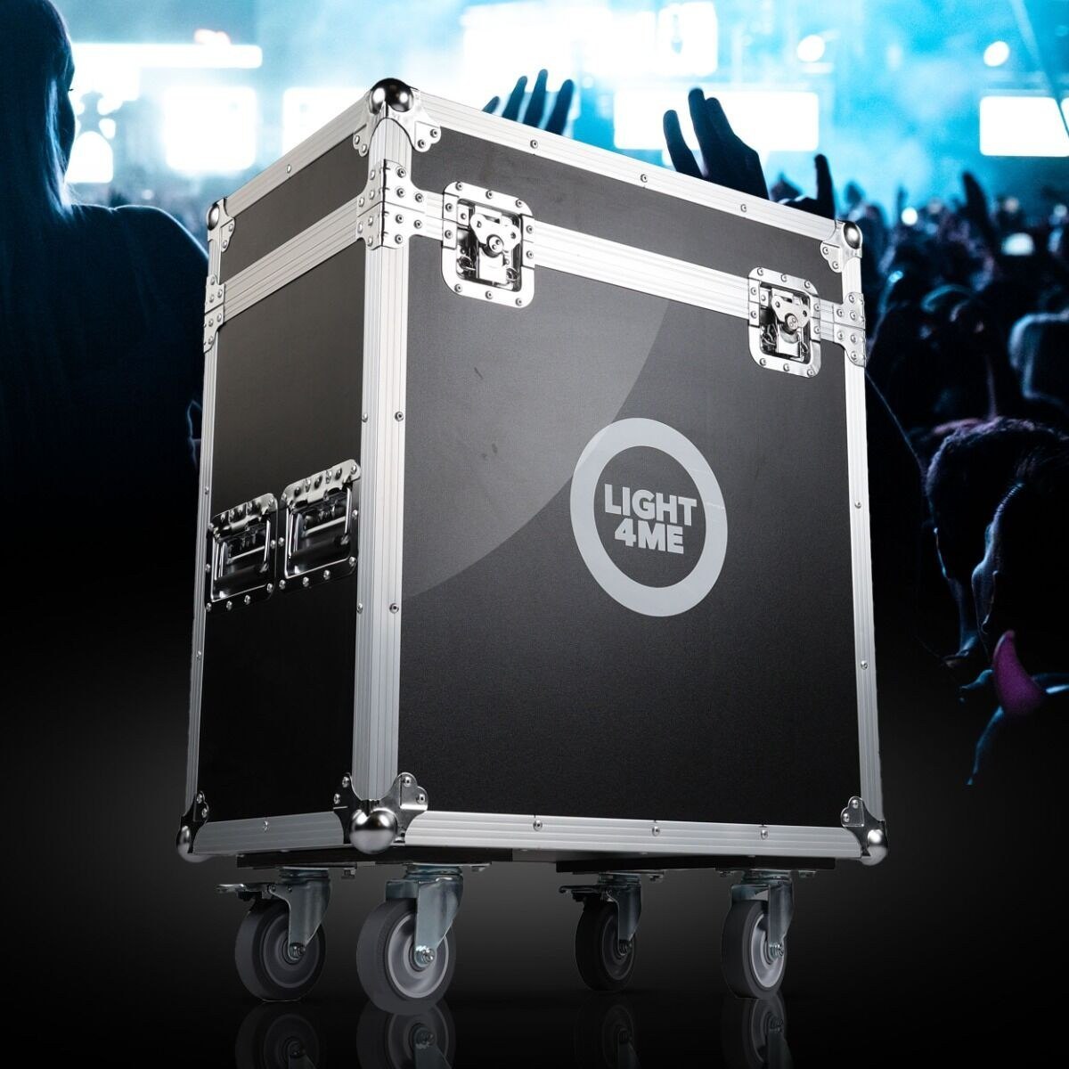 LIGHT4ME VENOM HYBRID 280W CASE 2IN1 skrzynia transportowa na 2 głowice ruchome akcesoria 4 kółka mechanizm blokady
